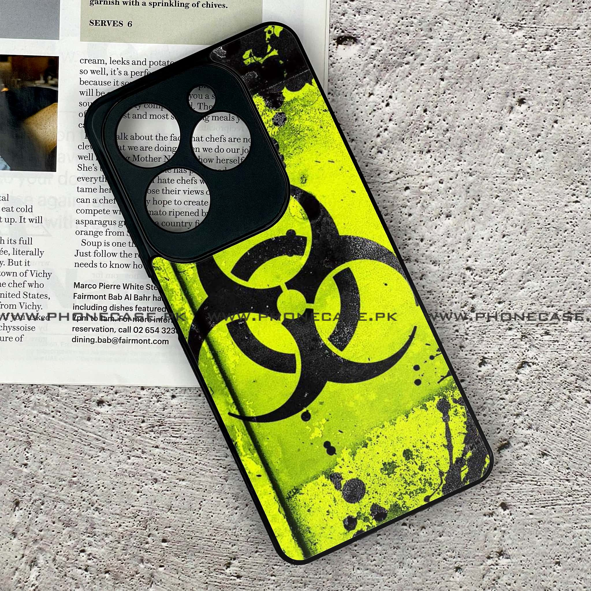 Infinix Hot 40 - Biohazard Sign Series - Premium Printed Glass soft Bumper shock Proof Case