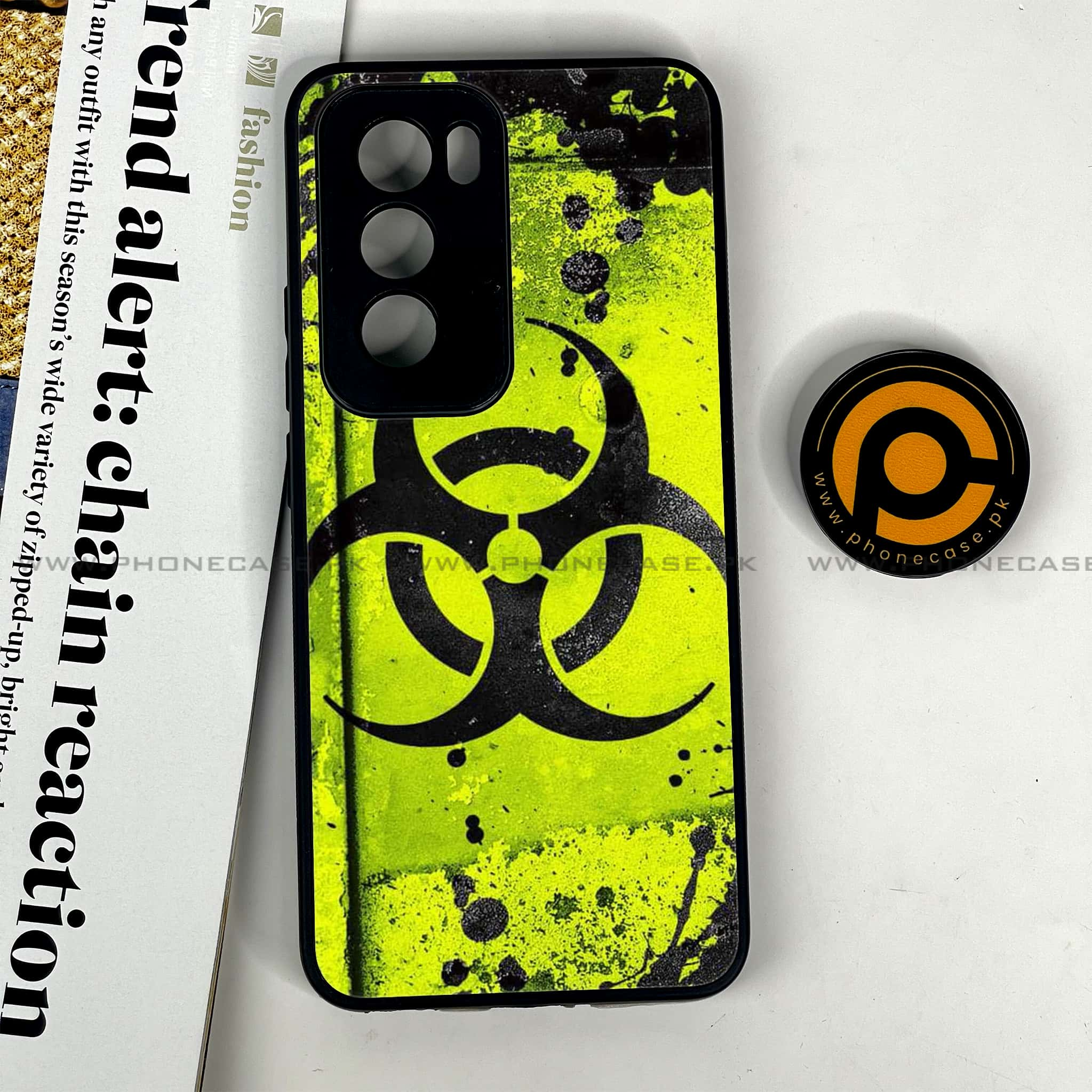 Oppo Reno 12 5G - Biohazard Sign Series - Premium Printed Glass soft Bumper shock Proof Case