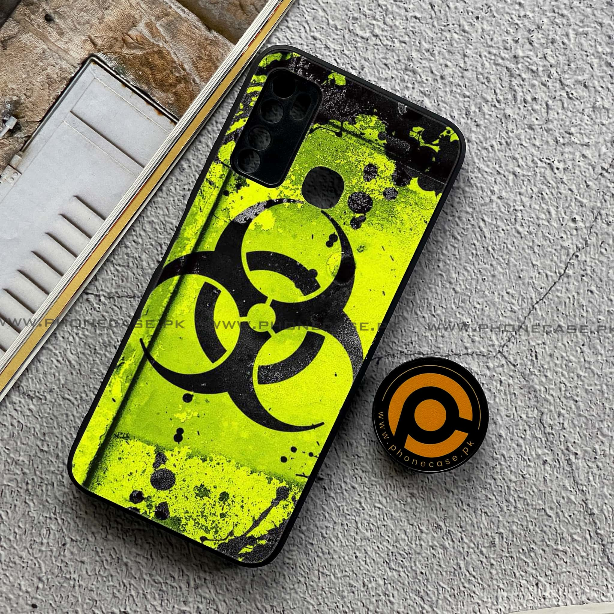 Infinix Note 7 Lite - Biohazard Sign Series - Premium Printed Metal soft Bumper shock Proof Case