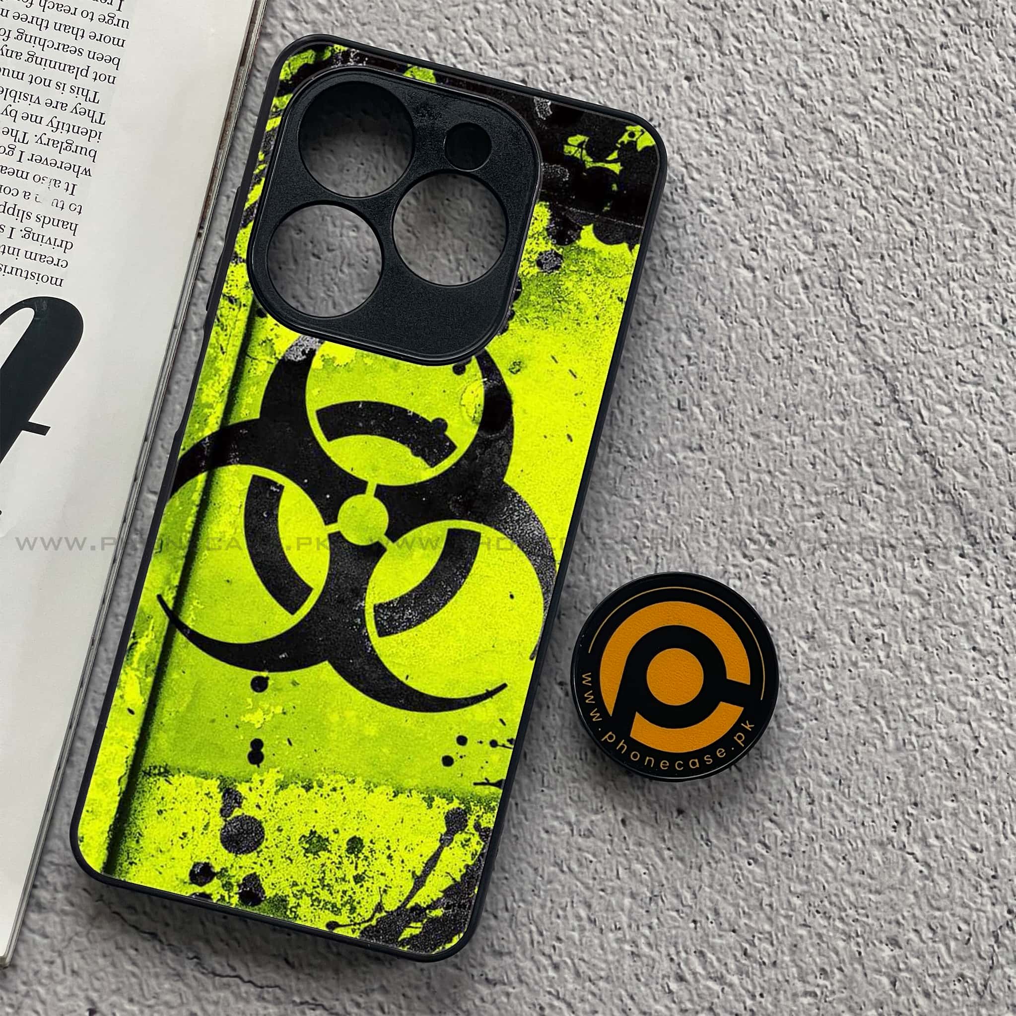 Tecno Spark 20C - Biohazard Sign Series - Premium Printed Glass soft Bumper shock Proof Case