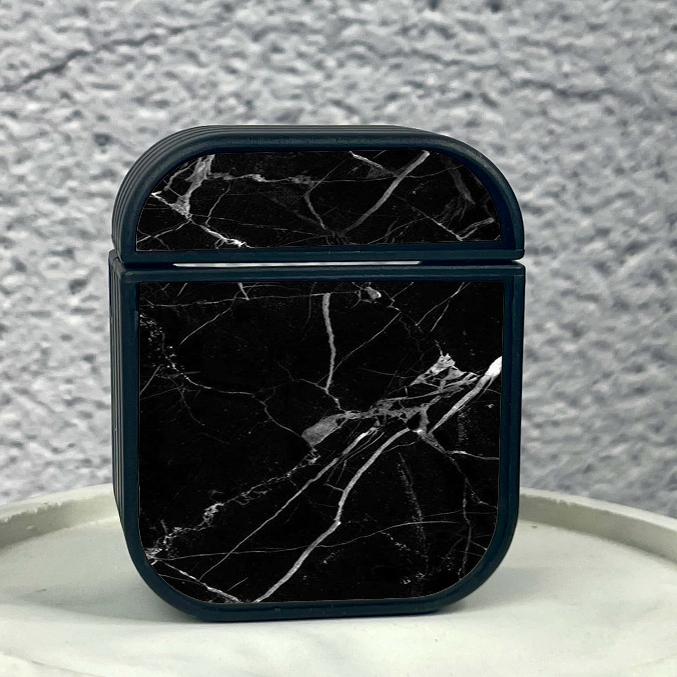 Apple Airpods 1/2 Case - Black Marble Series - Front Back Premium Print