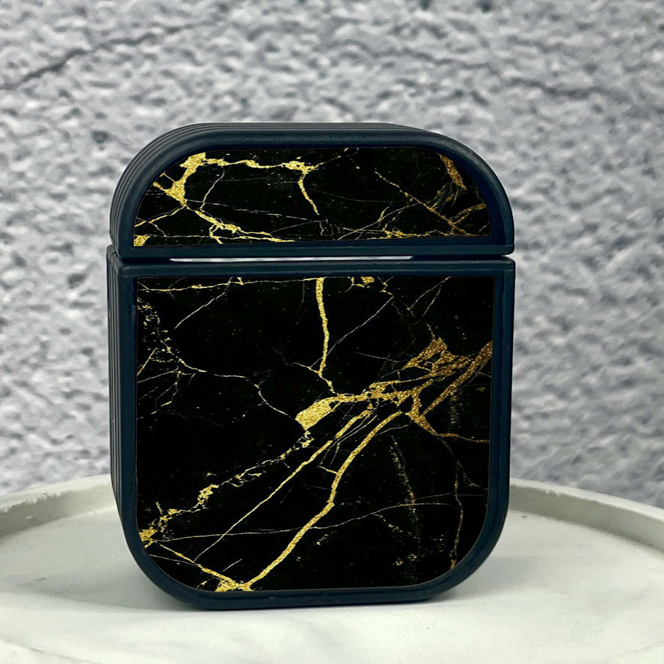 Apple Airpods 1/2 Case - Black Marble Series - Front Back Premium Print