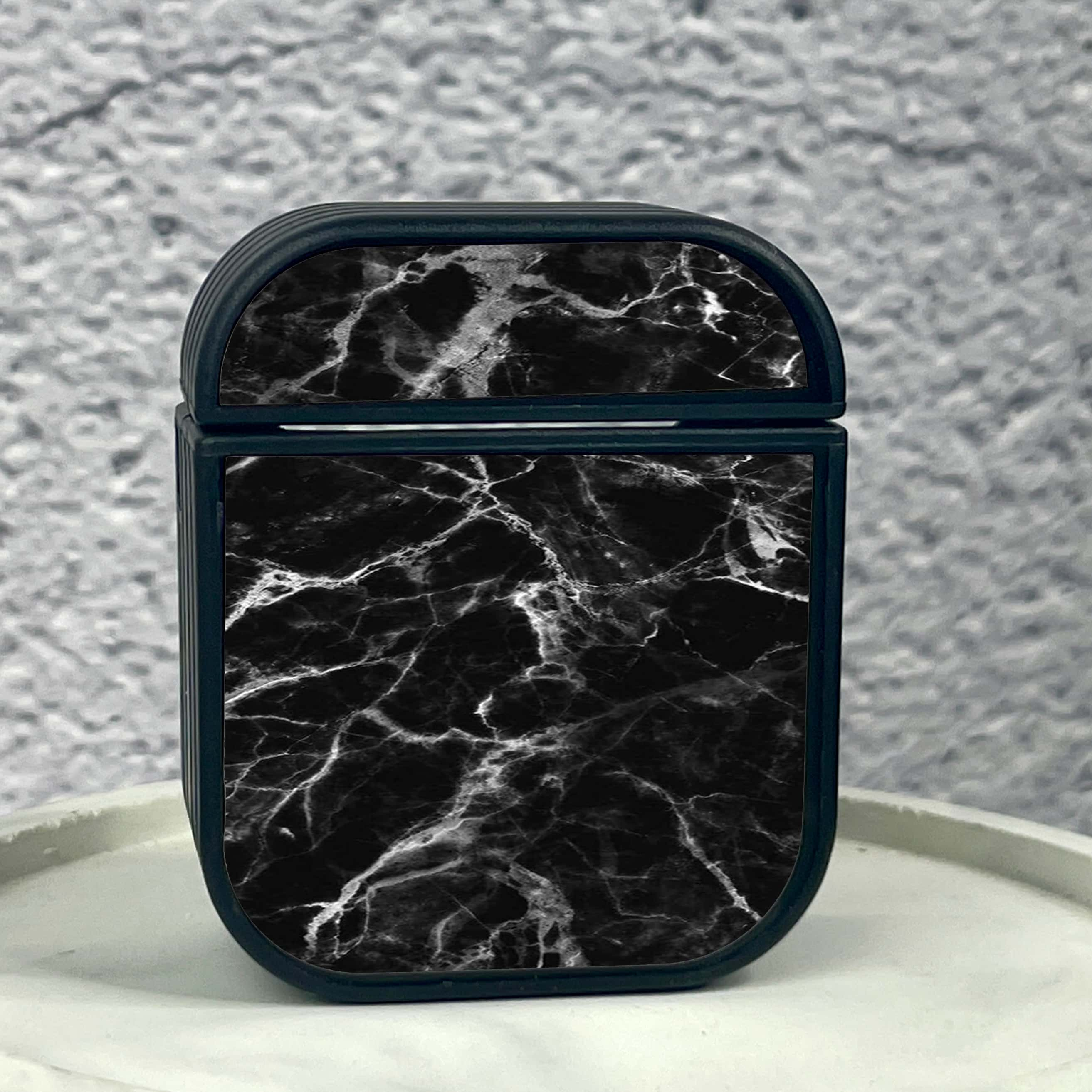 Apple Airpods 1/2 Case - Black Marble Series - Front Back Premium Print