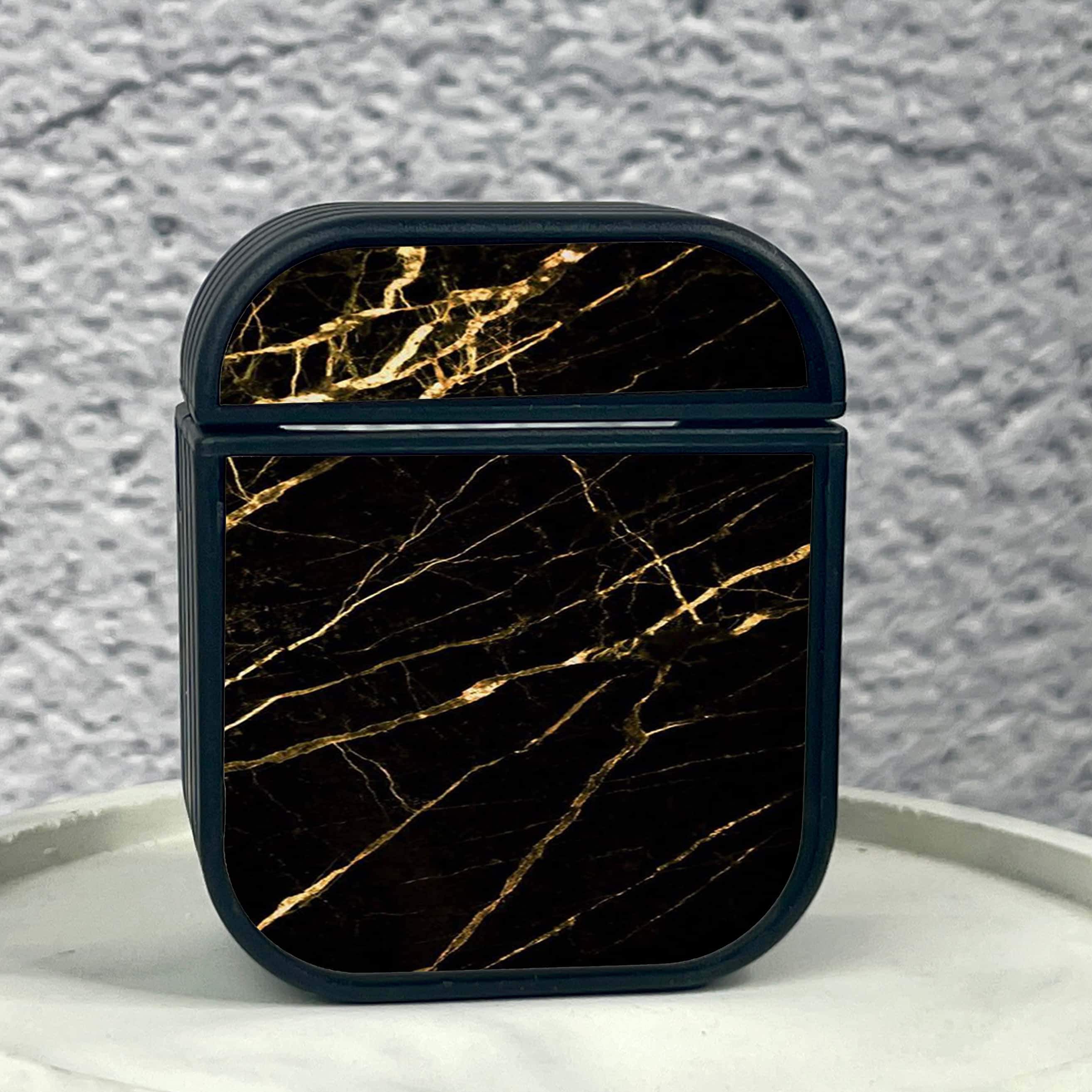 Apple Airpods 1/2 Case - Black Marble Series - Front Back Premium Print