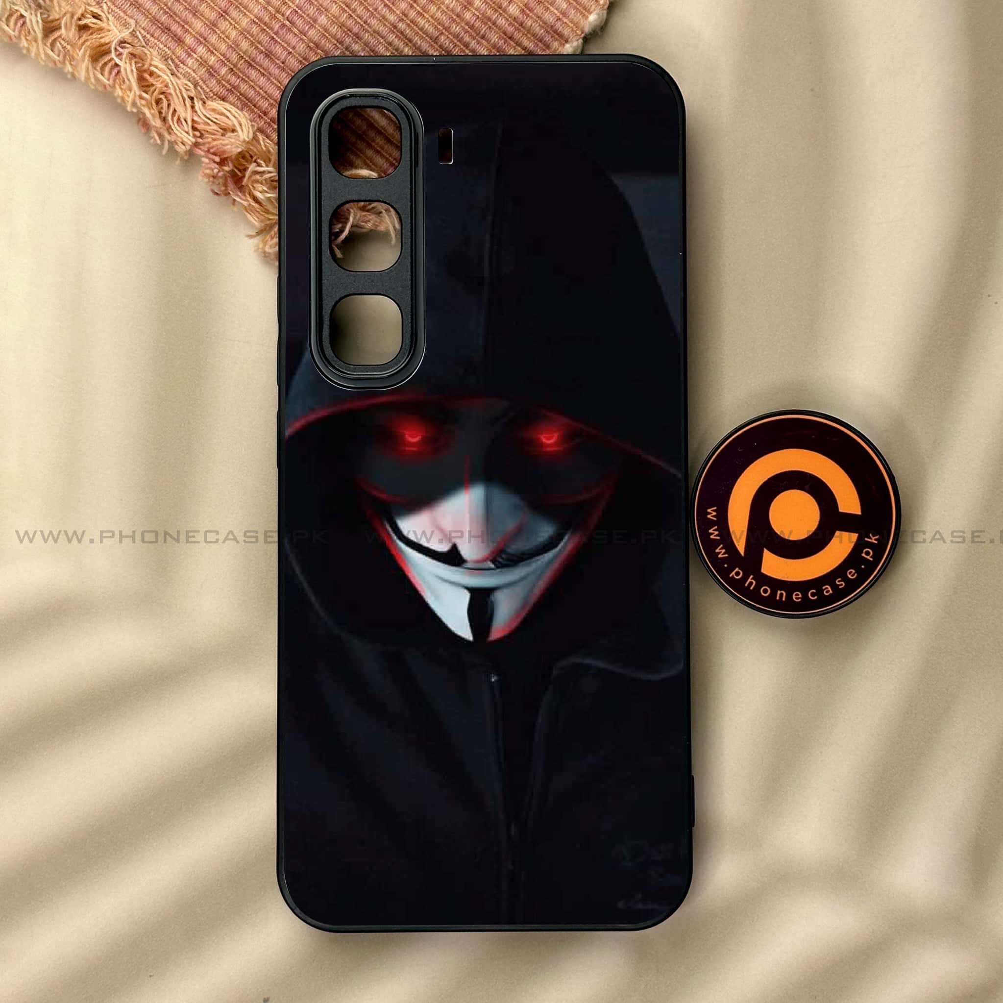 Infinix Hot 60 Pro - Black Art Series - Premium Metal Printed soft Bumper shock Proof Case