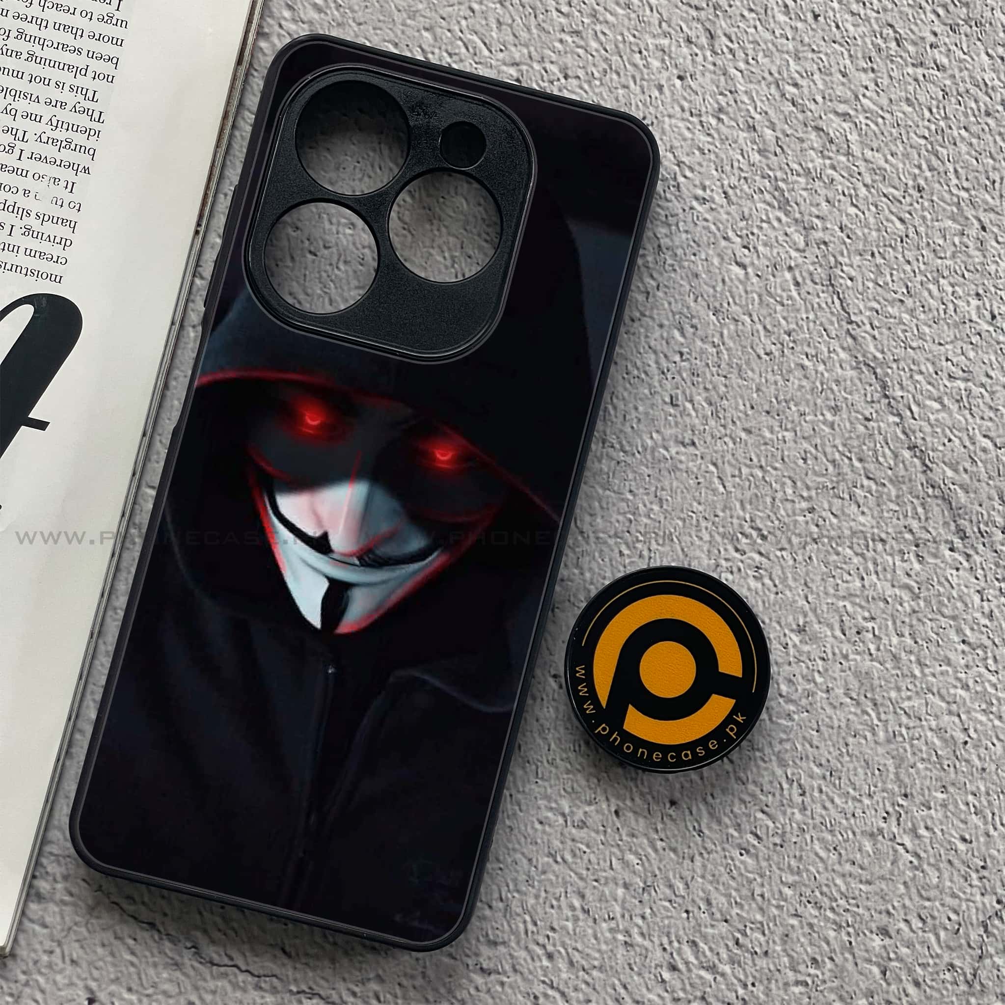 Infinix Smart 8 - Black Art Series - Premium Printed Glass soft Bumper shock Proof Case