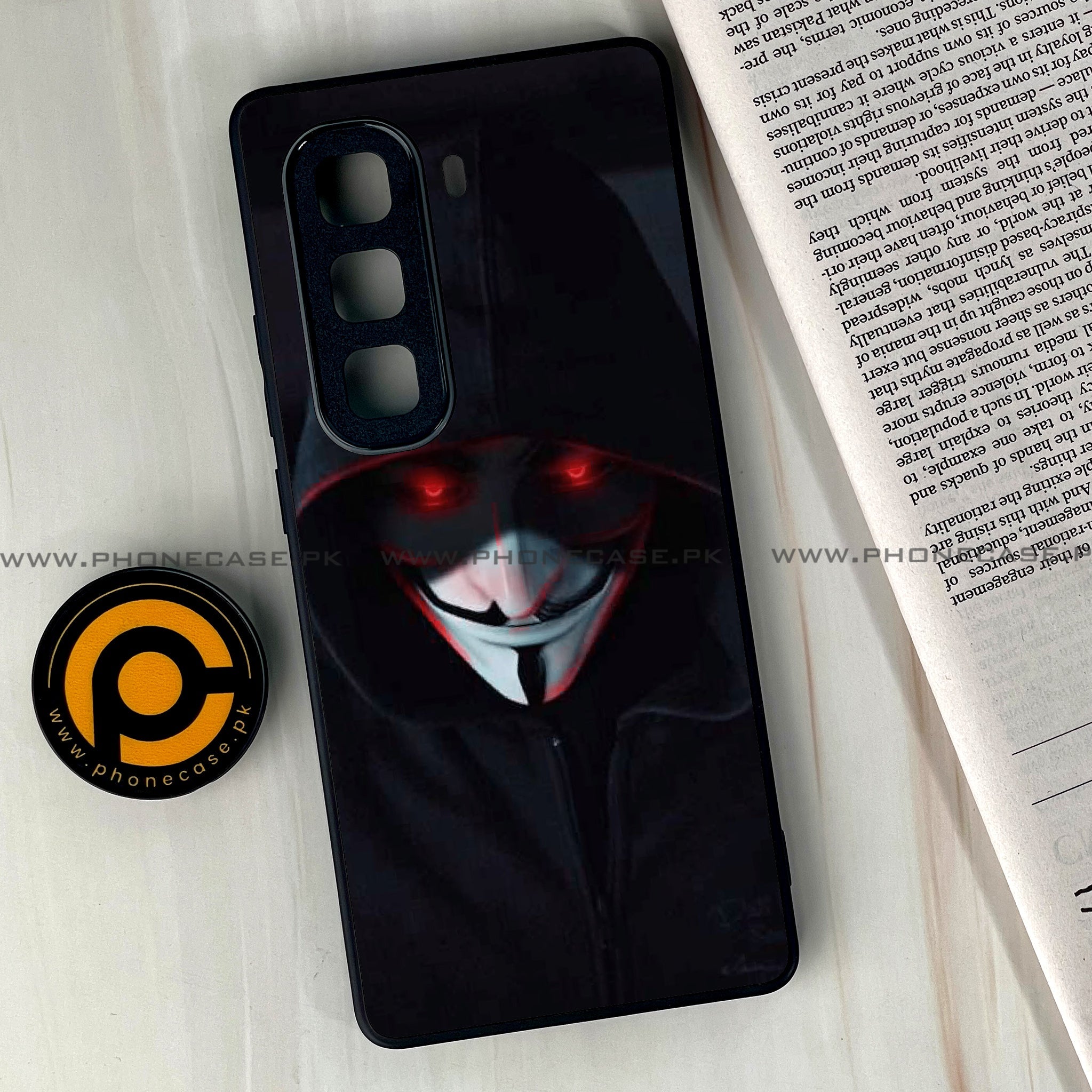 Infinix Hot 60 Pro Plus - Black Art Series - Premium Metal Printed soft Bumper shock Proof Case