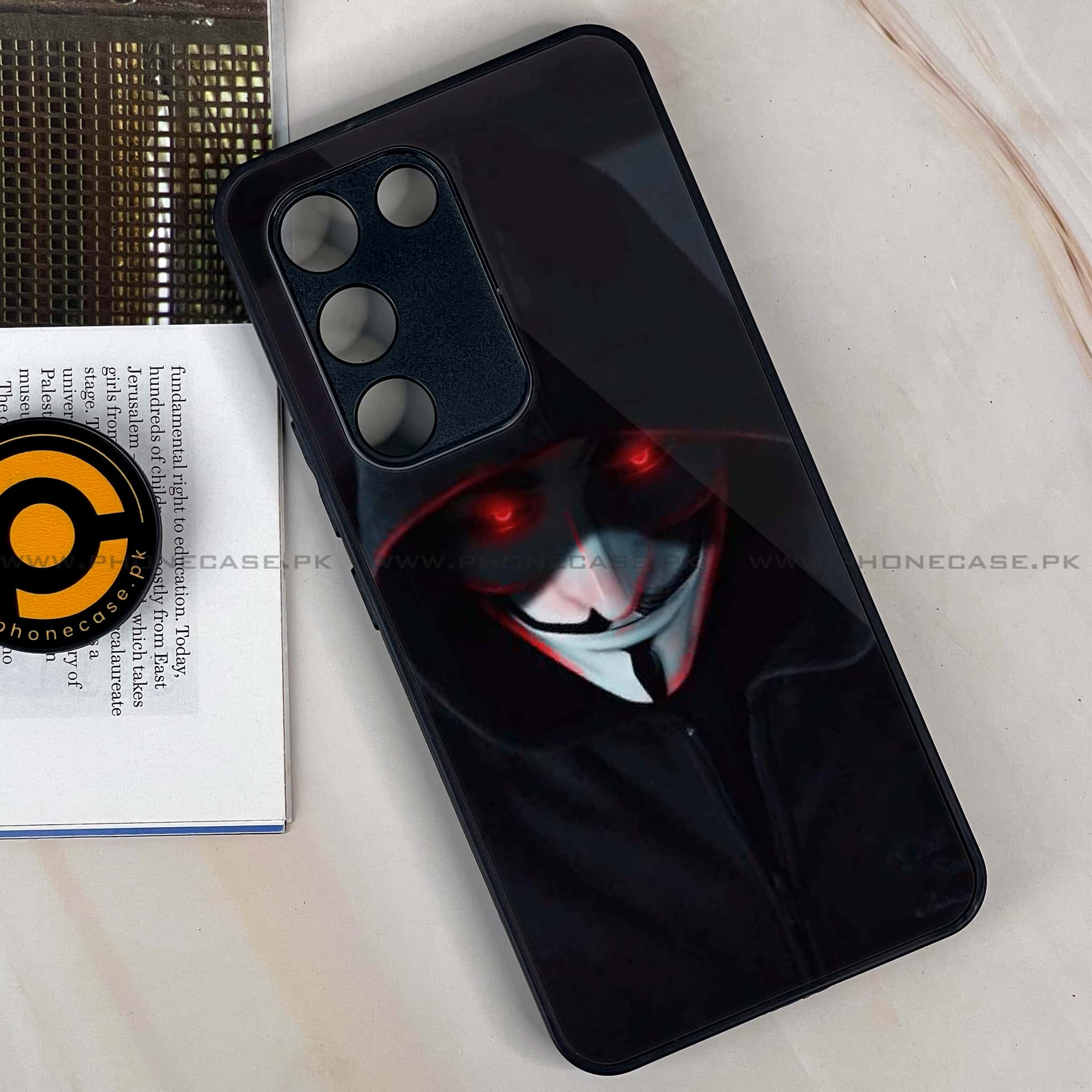 Vivo Y200e - Black Art Series - Premium Metal Printed soft Bumper shock Proof Case