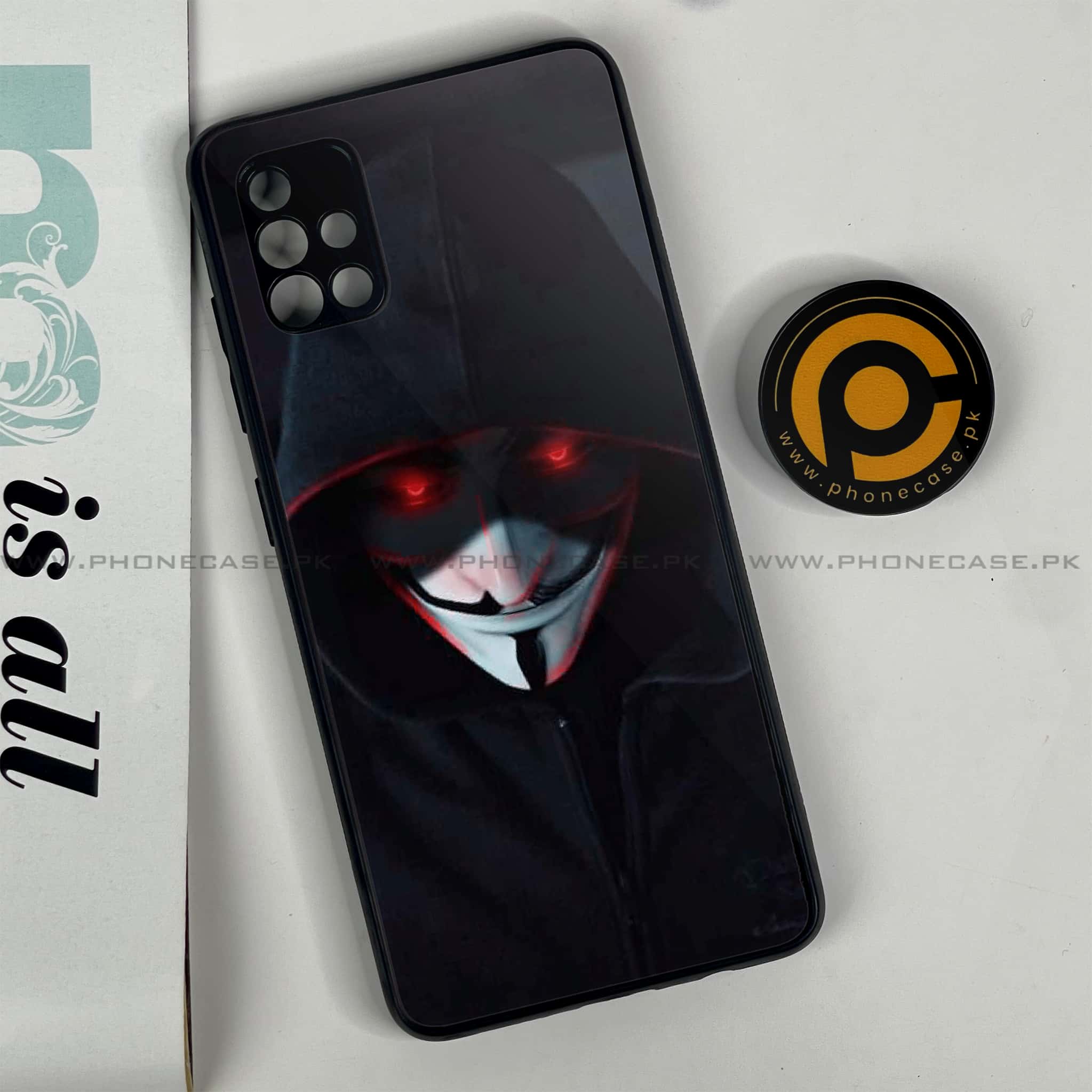 Samsung Galaxy A51 Black Art Series Premium Printed Glass soft Bumper shock Proof Case