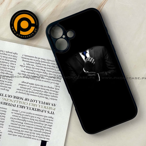 iPhone 16 - Black Art Series - Premium Printed Glass soft Bumper shock Proof Case