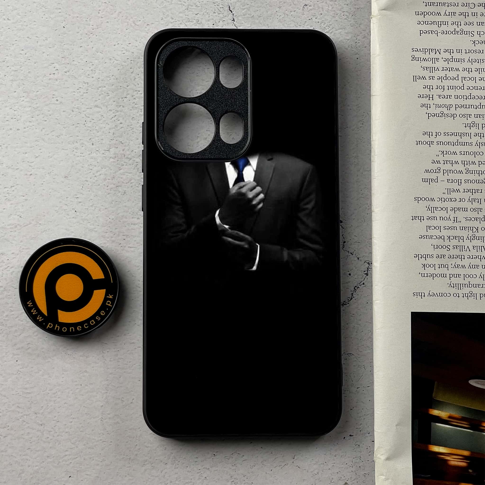 Oppo Reno 13 Pro -Black Art Series - Premium Metal Printed Soft Bumper Shockproof Case