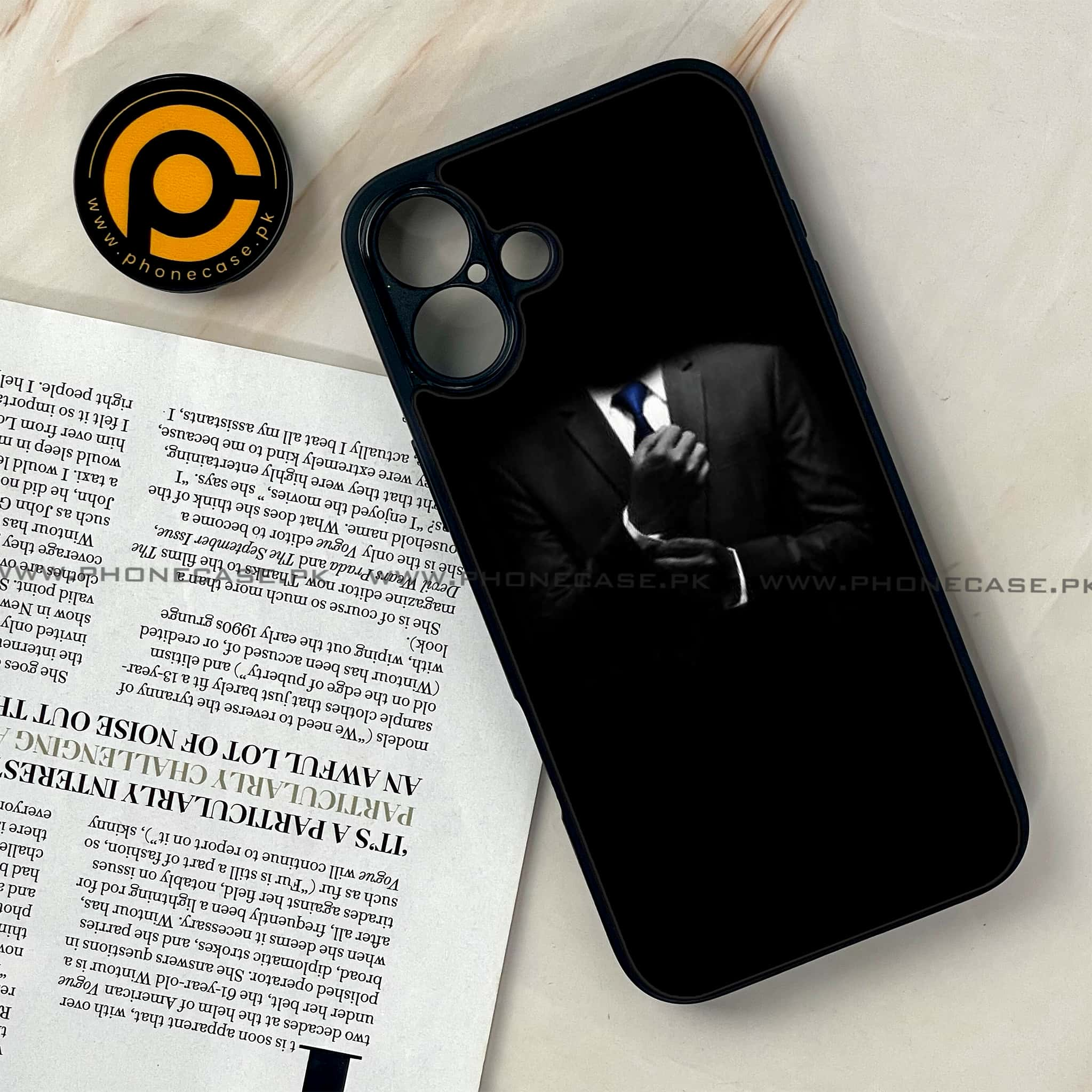 iPhone 16 Plus - Black Art Series - Premium Printed Glass soft Bumper shock Proof Case