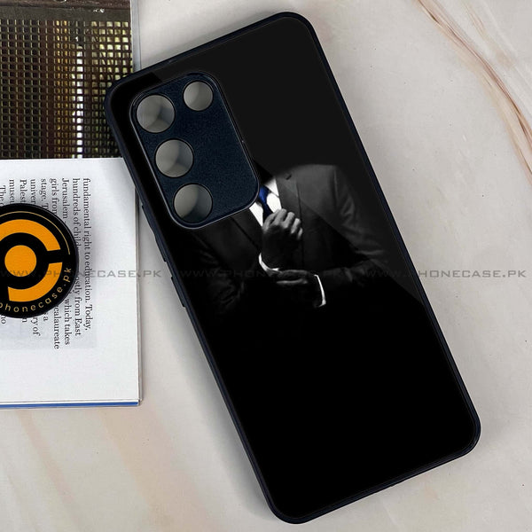 Vivo V30 Lite 4G - Black Art Series - Premium Metal Printed soft Bumper shock Proof Case