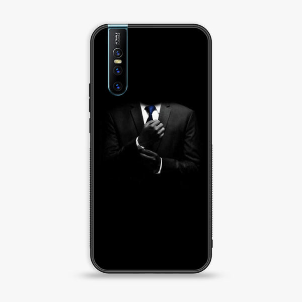 Vivo V15 - Black Art Series - Premium Printed Glass soft Bumper shock Proof Case