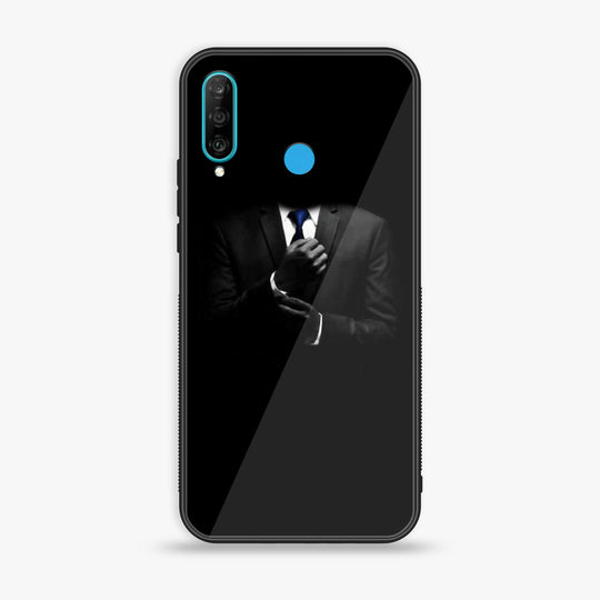 Huawei P30 lite - Black Art  Design 1- Premium Printed Glass soft Bumper shock Proof Case CS-13305