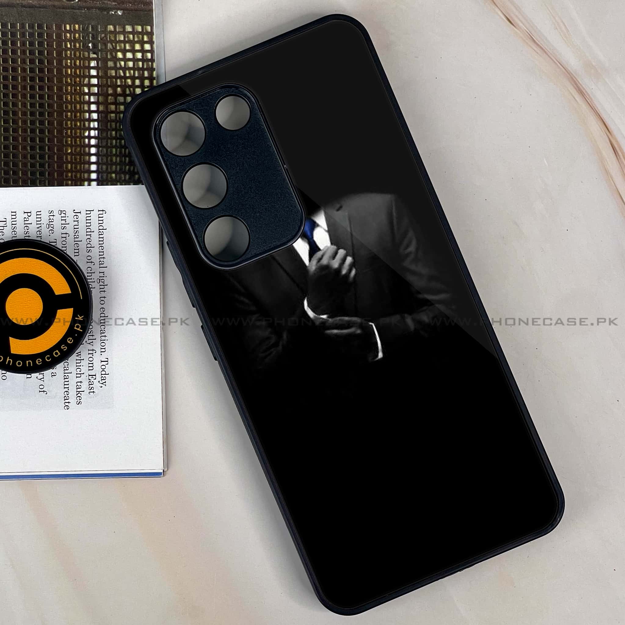 Vivo Y200e - Black Art Series - Premium Metal Printed soft Bumper shock Proof Case