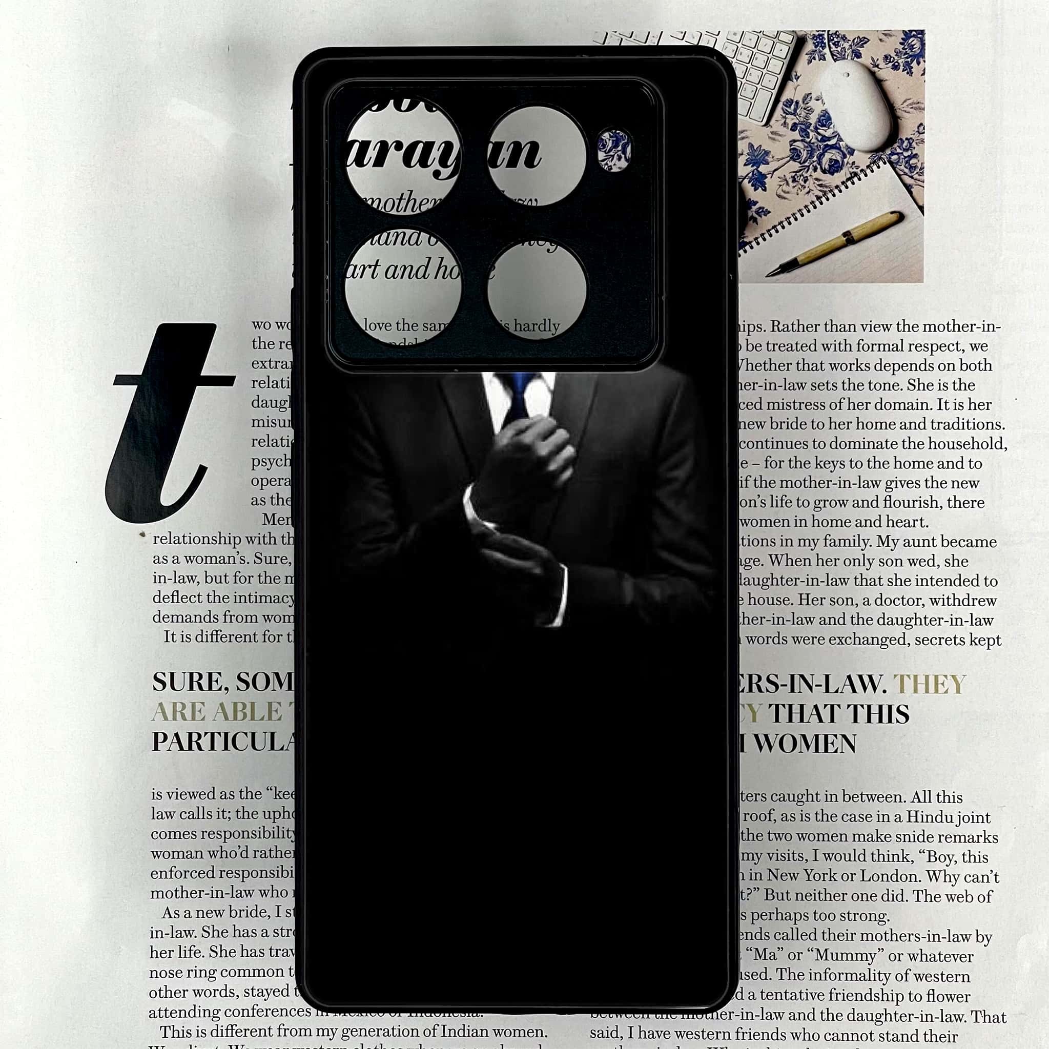 Infinix Note 40 Pro Plus - Black Art Series - Premium Metal Printed soft Bumper shock Proof Case