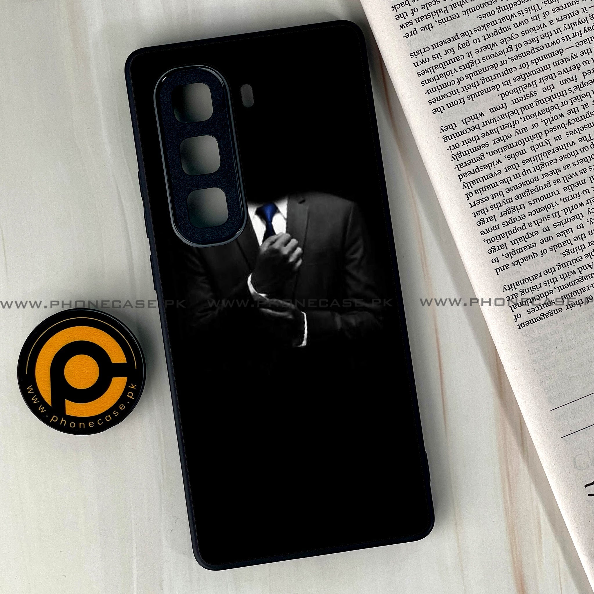 Infinix Hot 60 Pro Plus - Black Art Series - Premium Metal Printed soft Bumper shock Proof Case