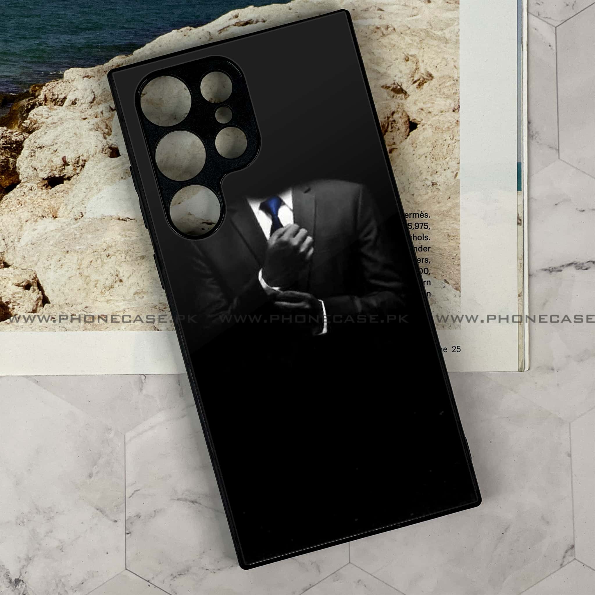 Samsung Galaxy S24 Ultra - Black Art Series - Premium Metal Printed soft Bumper shock Proof Case