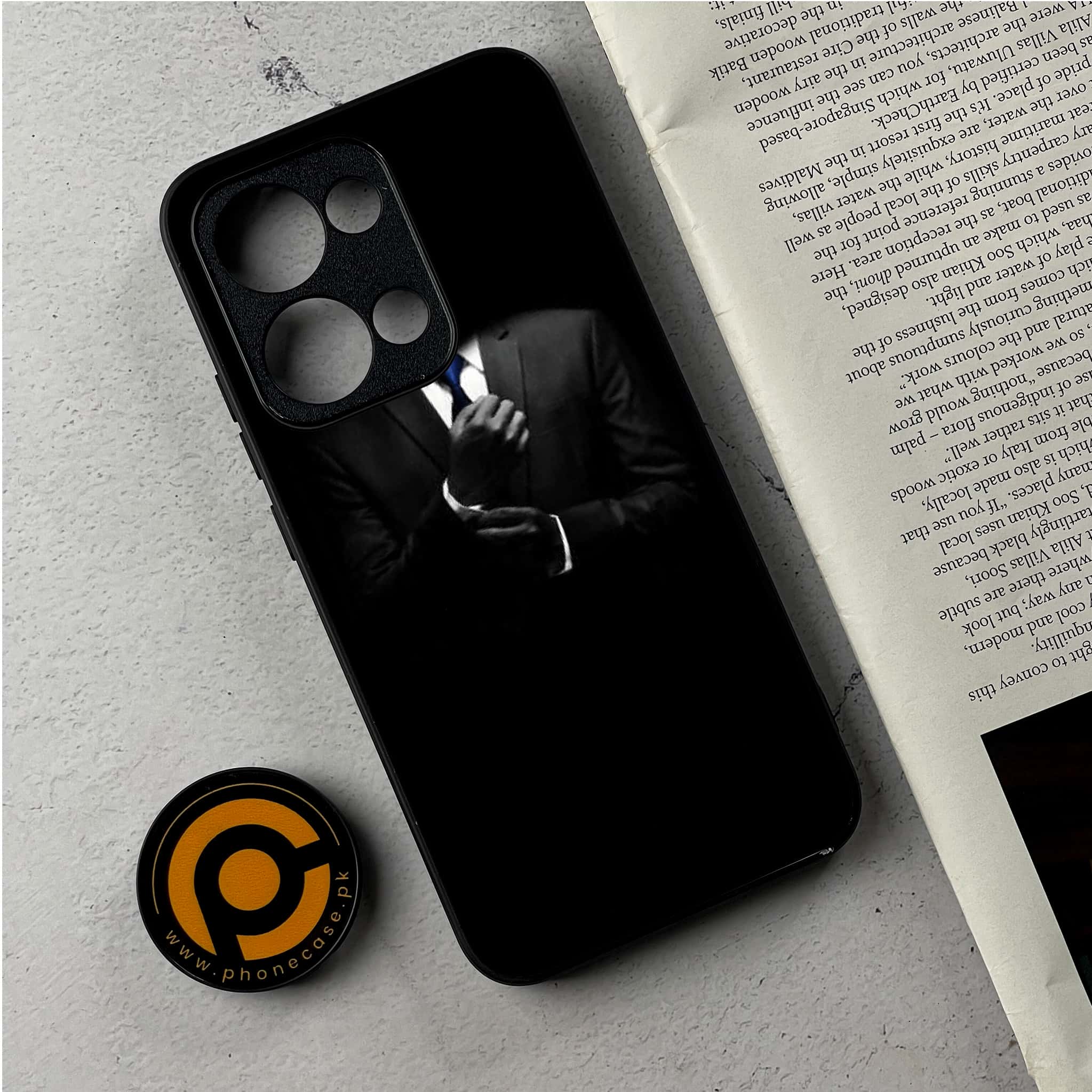Oppo Reno 13 - Black Art Series - Premium Metal Printed Soft Bumper Shockproof Case