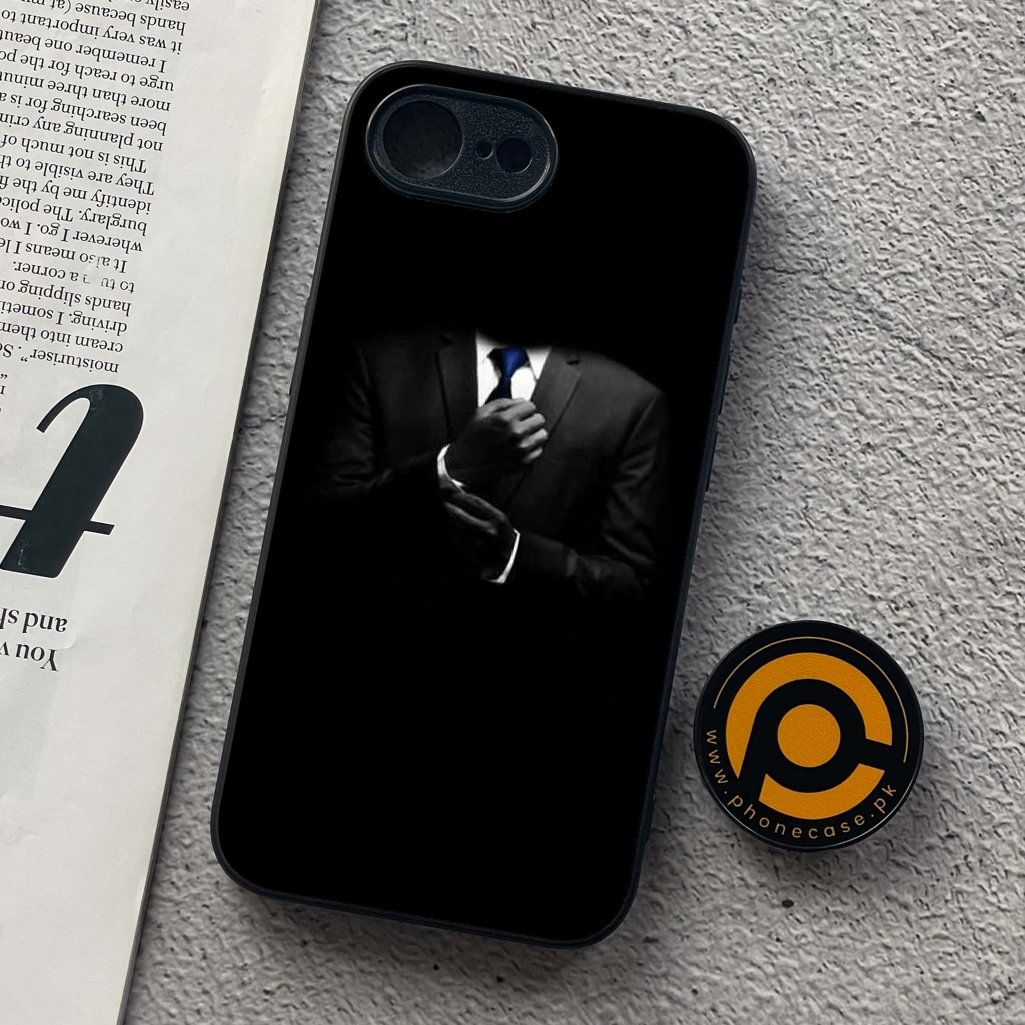 iPhone 16e - Black Art Series - Premium Metal  Printed soft Bumper shock Proof Case