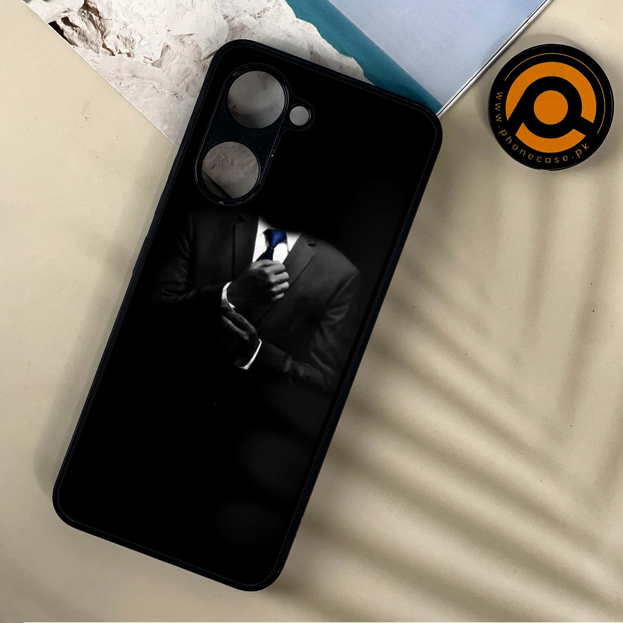 Vivo Y03 - Black Art Series - Premium Printed Metal soft Bumper shock Proof Case