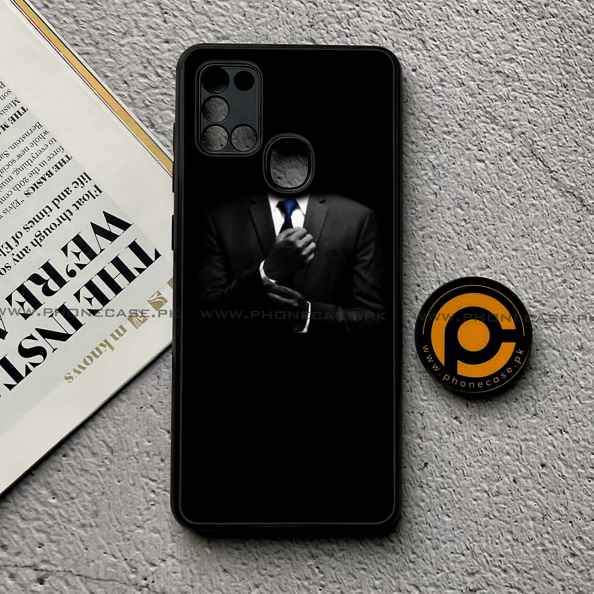 Samsung Galaxy A21s - Black Art Series - Premium Printed Glass soft Bumper shock Proof Case