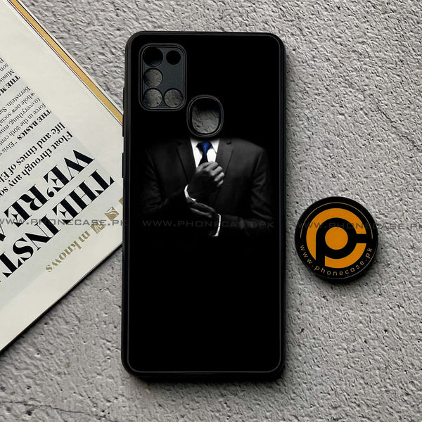 Samsung Galaxy A21s - Black Art Series - Premium Printed Glass soft Bumper shock Proof Case