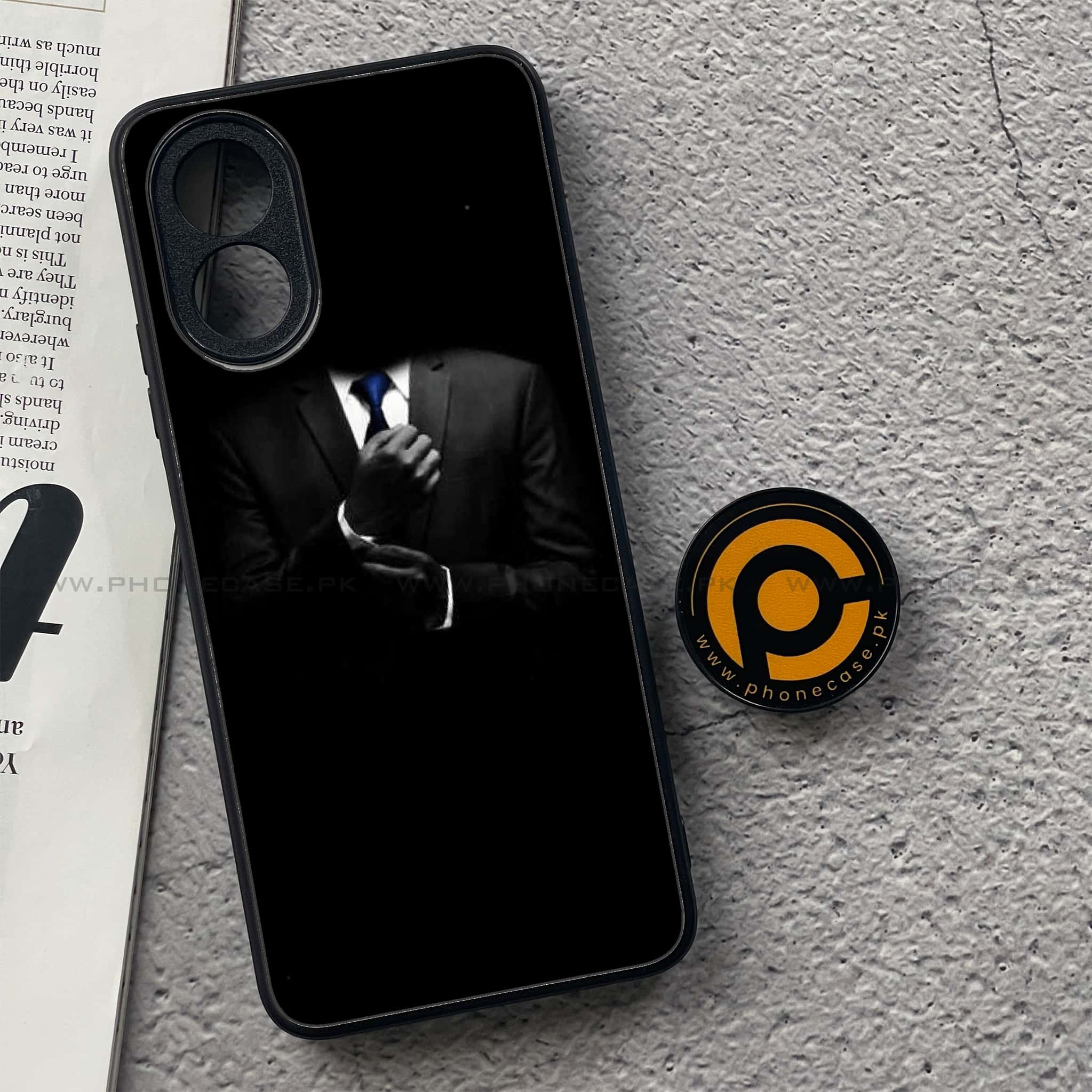 Oppo A18 4G - Black Art Series - Premium Printed Glass soft Bumper shock Proof Case