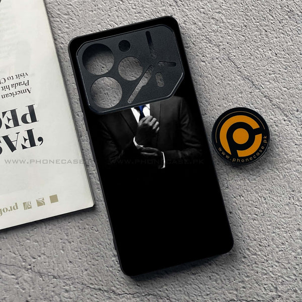 Tecno Pova 6 Pro - Black Art Series - Premium Printed Glass soft Bumper shock Proof Case