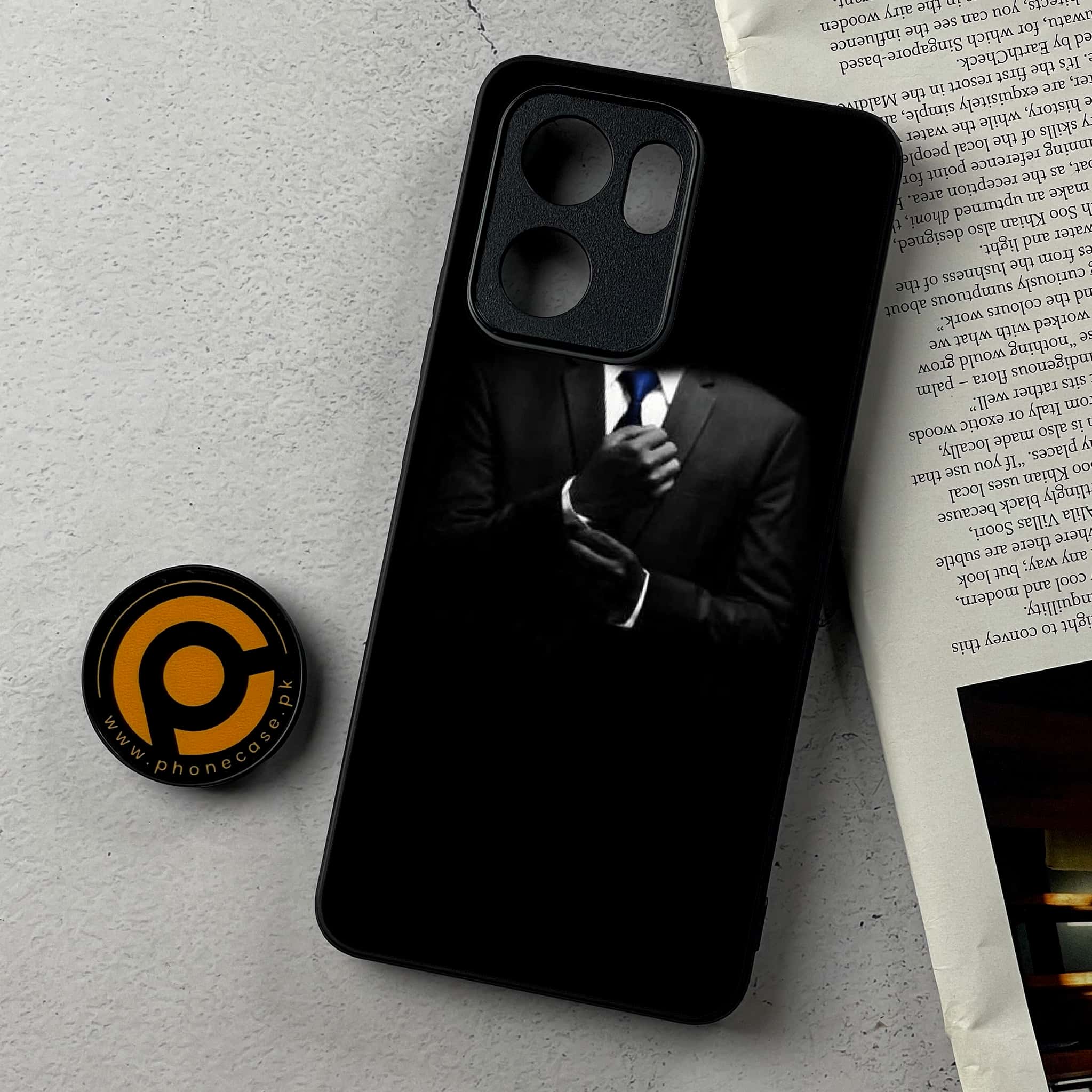 Oppo Reno 13F - Black Art Series - Premium Metal Printed Soft Bumper Shockproof Case