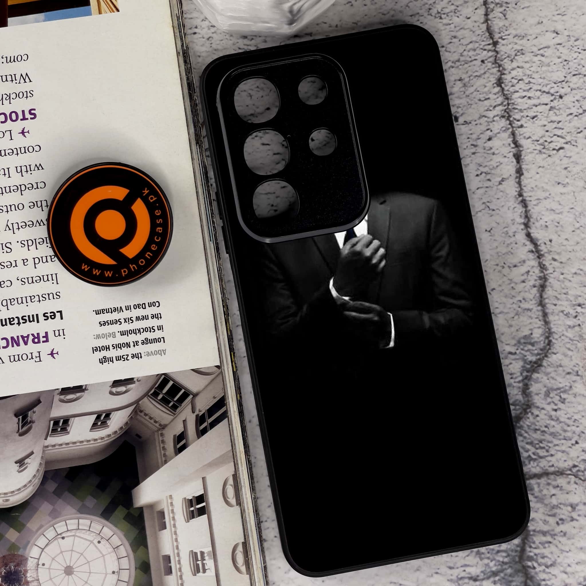 Vivo Y29 4G - Black Art Series - Premium Metal Printed soft Bumper Shock Proof Case