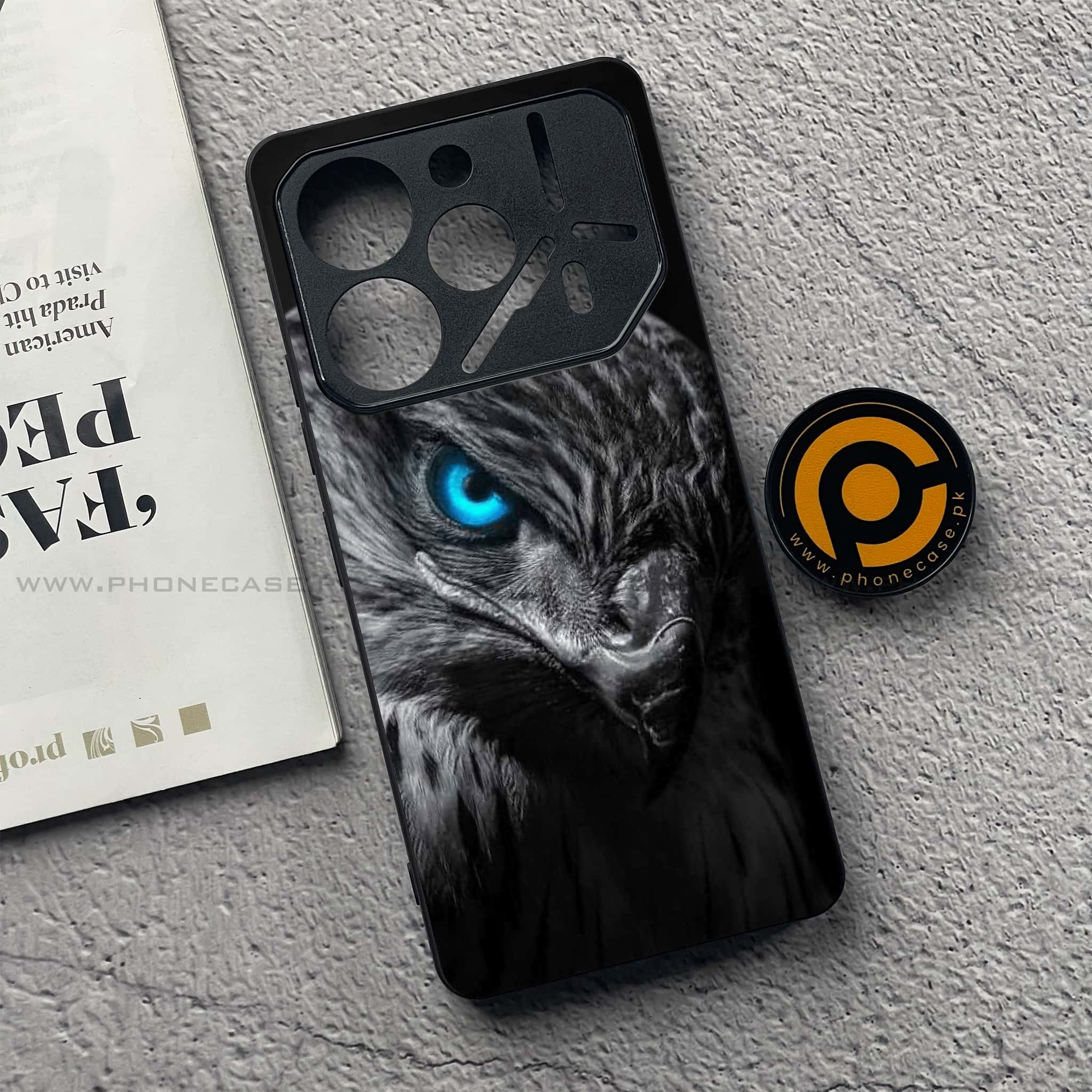 Tecno Pova 6 - Black Art Series - Premium Printed Glass soft Bumper shock Proof Case