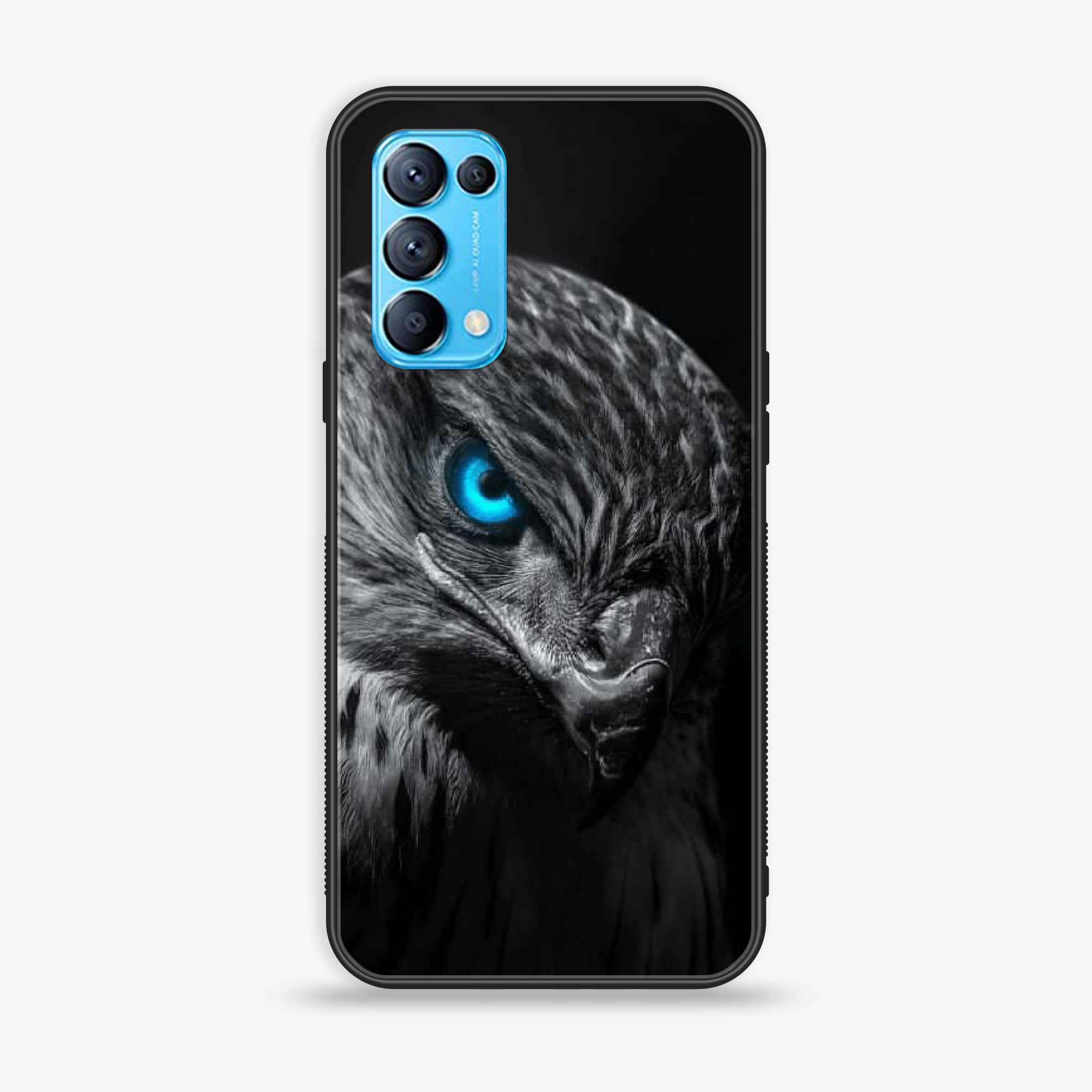 Oppo Reno 5 Black Art Series  Premium Printed Glass soft Bumper shock Proof Case