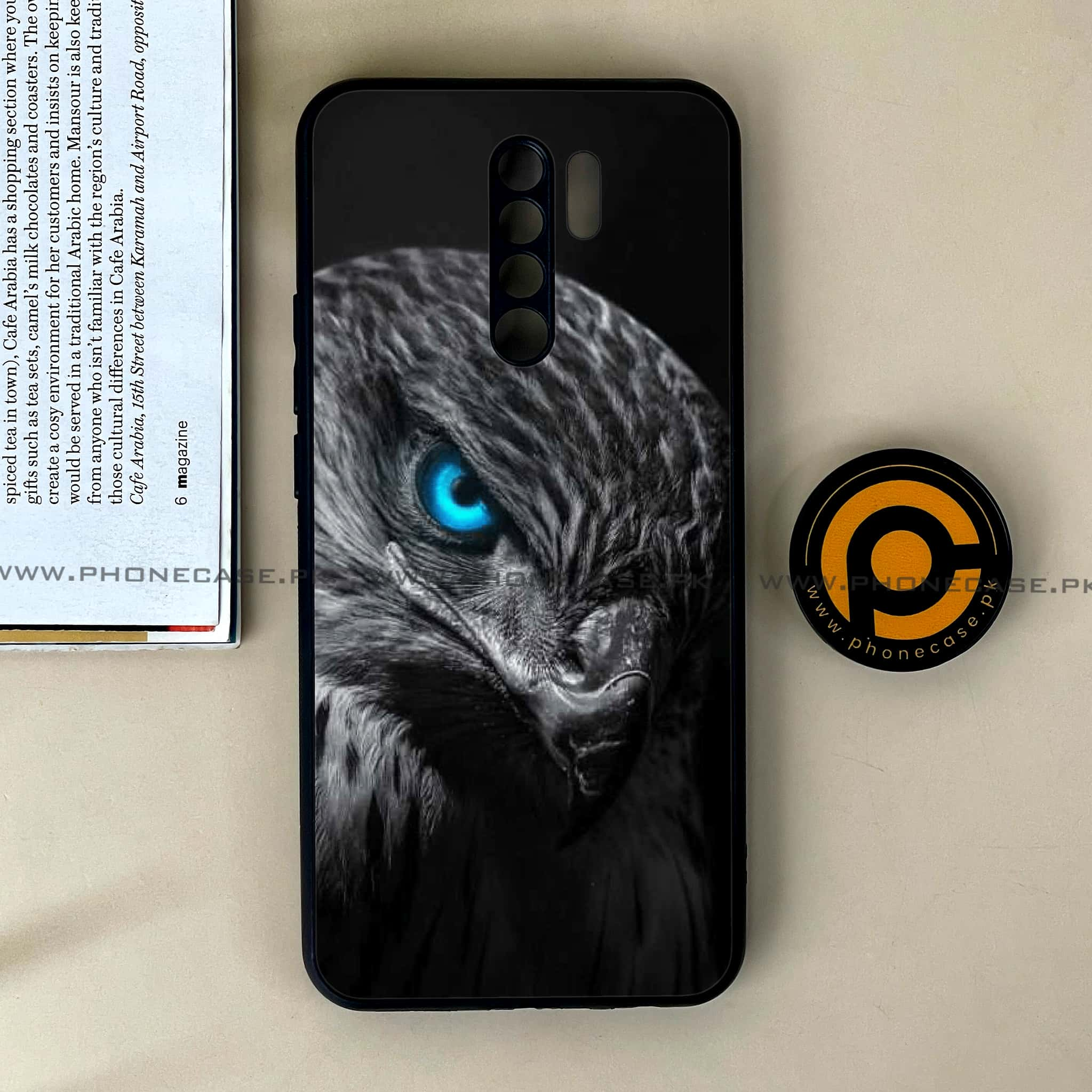 Xiaomi Redmi 9 - Black Art Series - Premium Printed Glass soft Bumper shock Proof Case