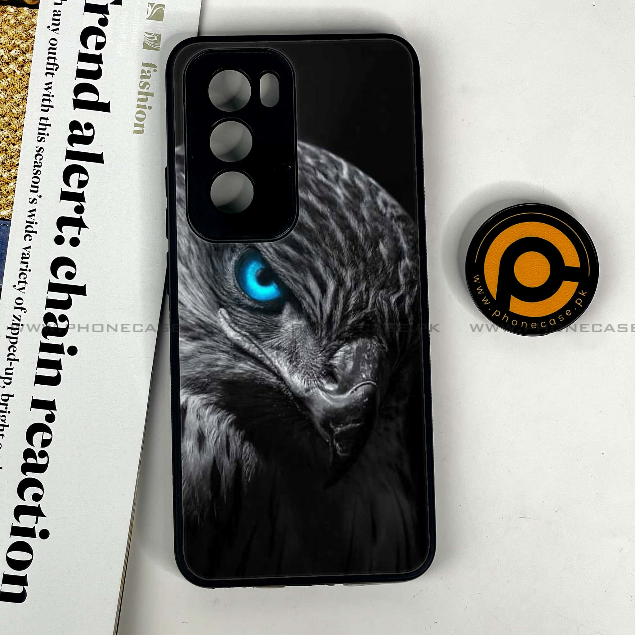 Oppo Reno 12 5G - Black Art Series - Premium Printed Glass soft Bumper shock Proof Case