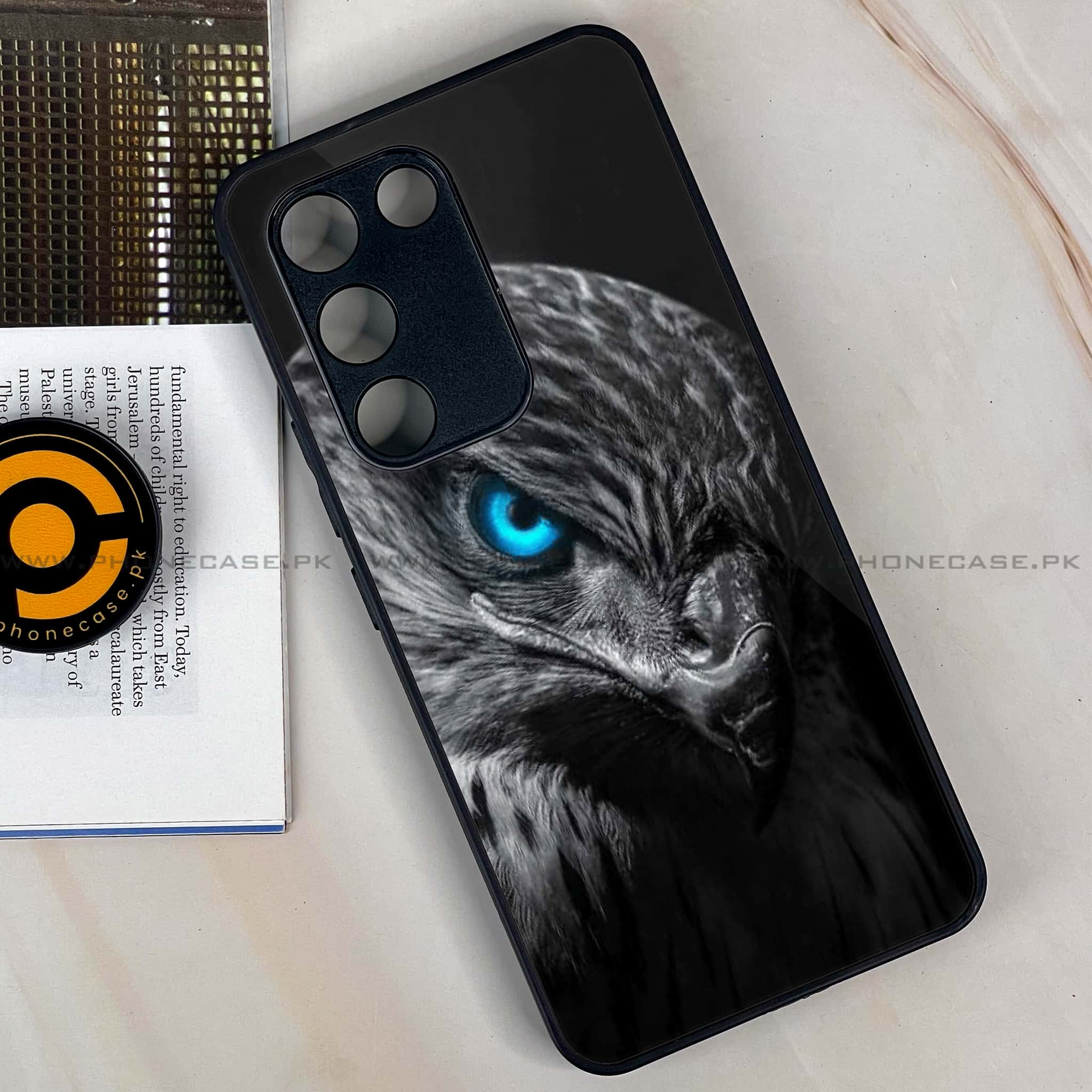 Vivo Y200e - Black Art Series - Premium Metal Printed soft Bumper shock Proof Case