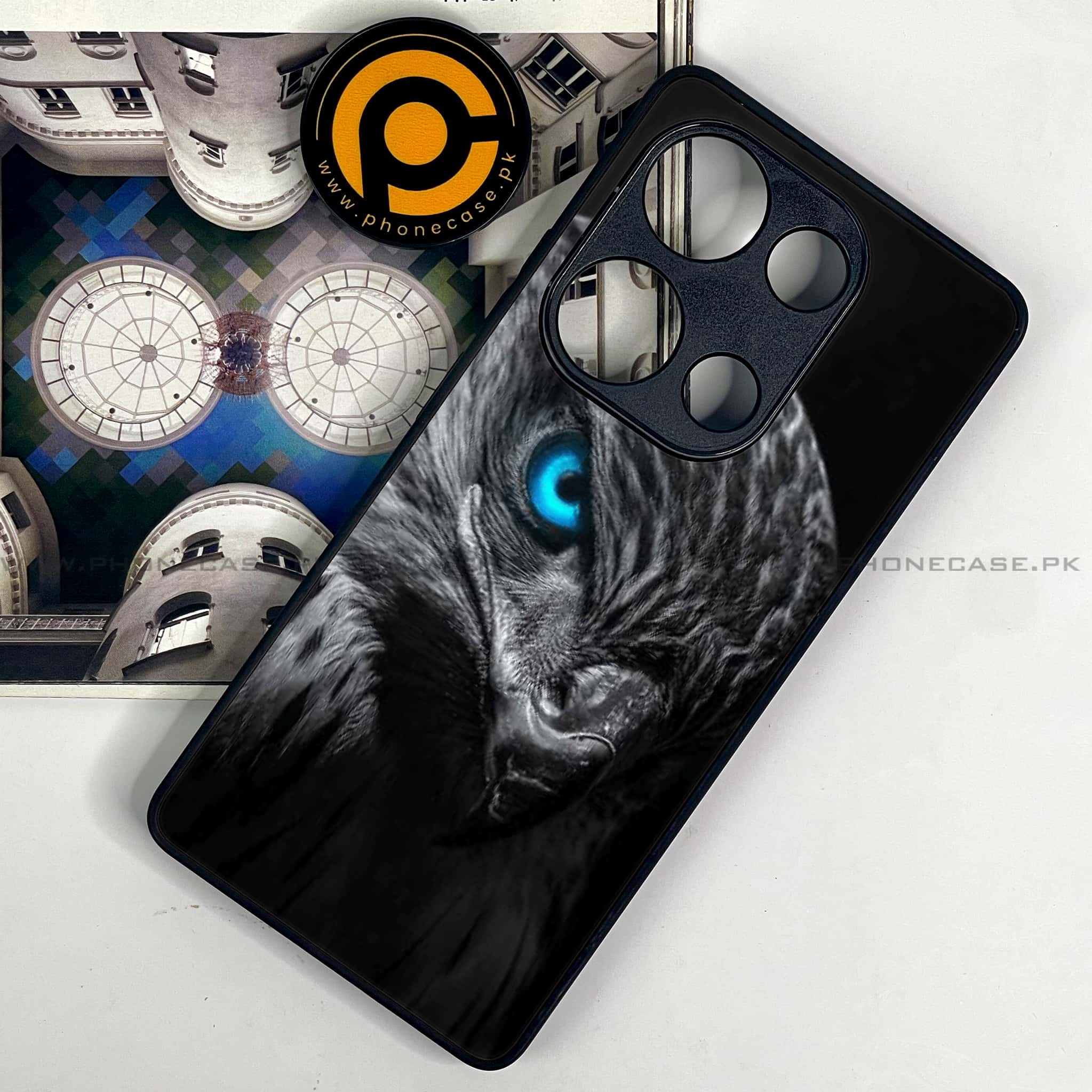 Redmi Note 13 Pro 4G - Black Art Series - Premium Printed Glass soft Bumper shock Proof Case