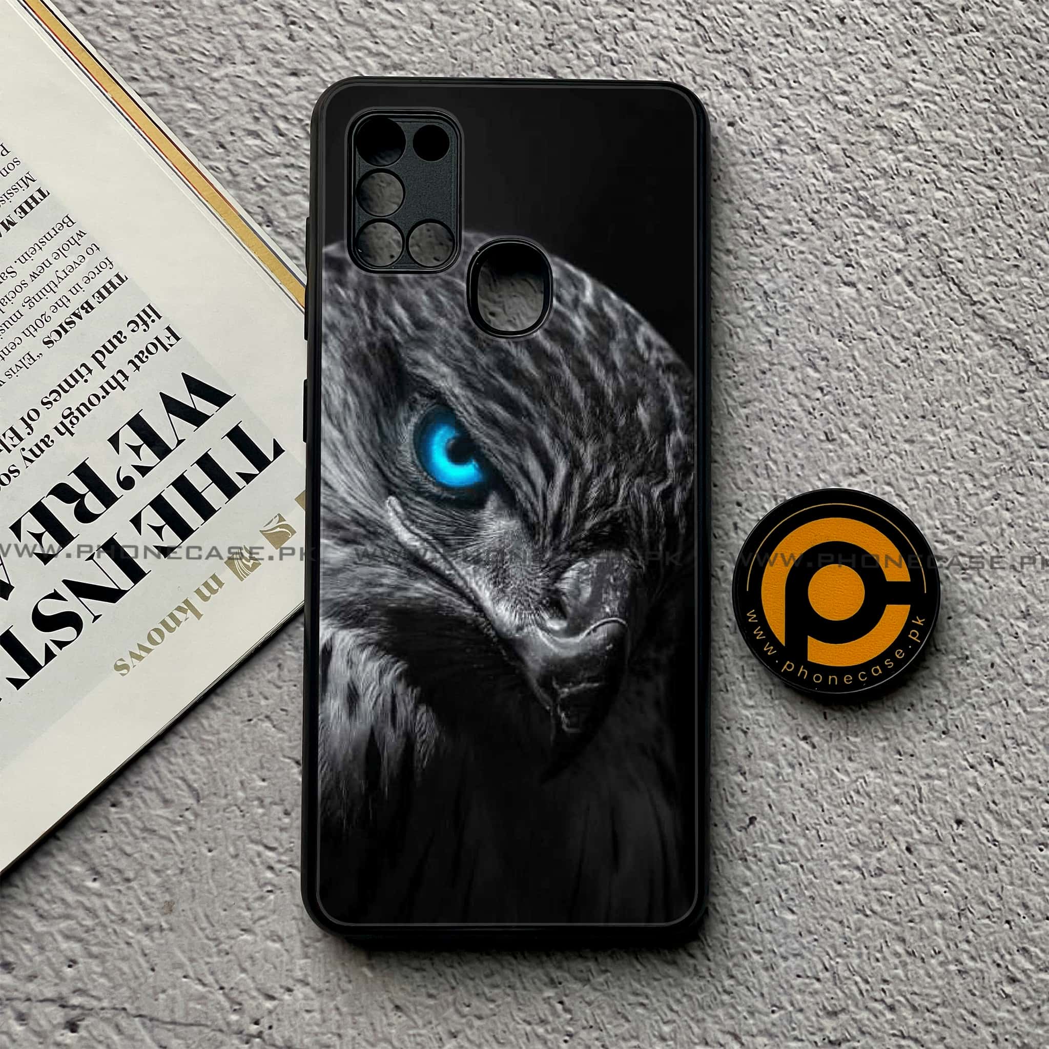 Samsung Galaxy A21s - Black Art Series - Premium Printed Glass soft Bumper shock Proof Case