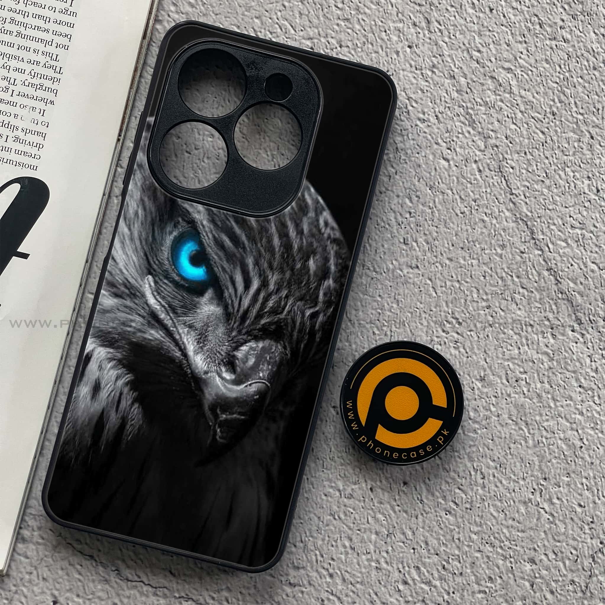 Tecno Spark 20C - Black Art Series - Premium Printed Glass soft Bumper shock Proof Case