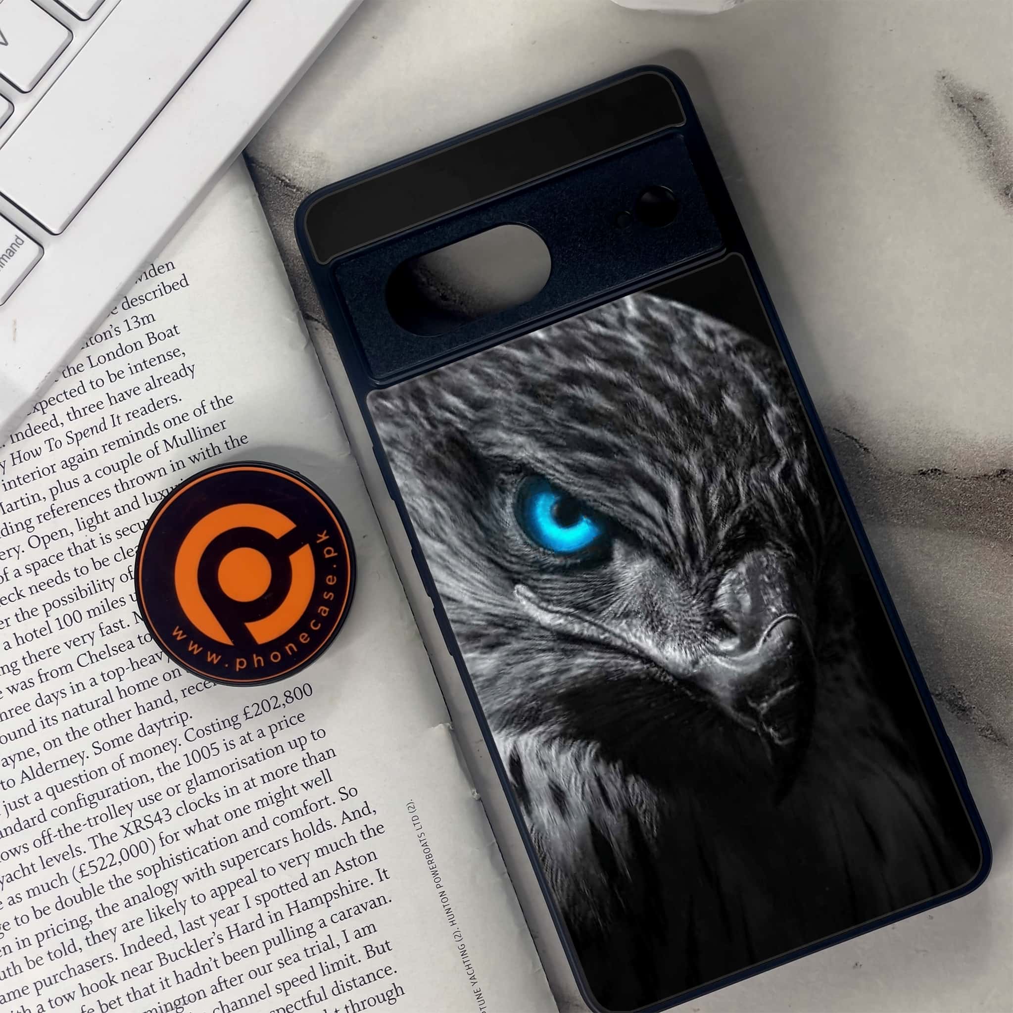 Google Pixel 7 - Black Art Series - Premium Metal Printed soft Bumper Shock Proof Case