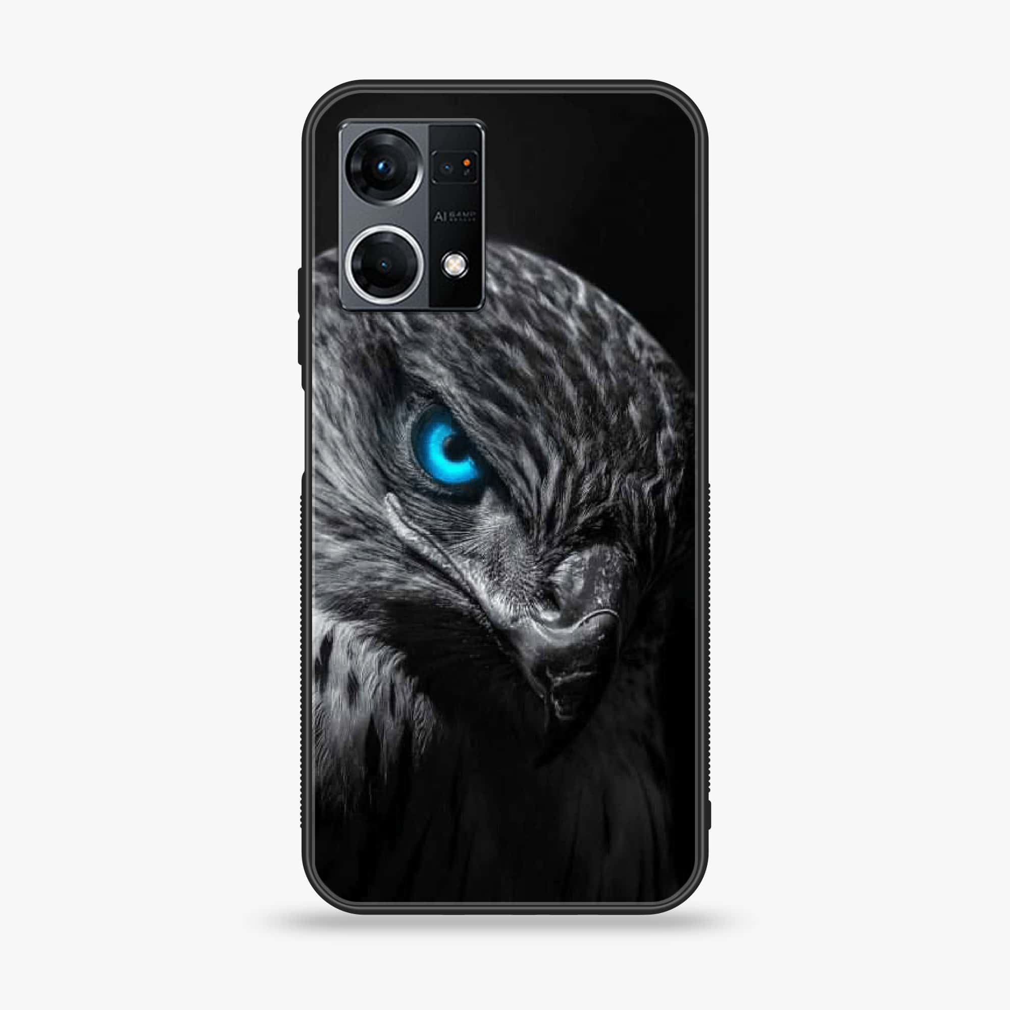 Oppo Reno 7 - Black Art Series - Premium Printed Glass soft Bumper shock Proof Case