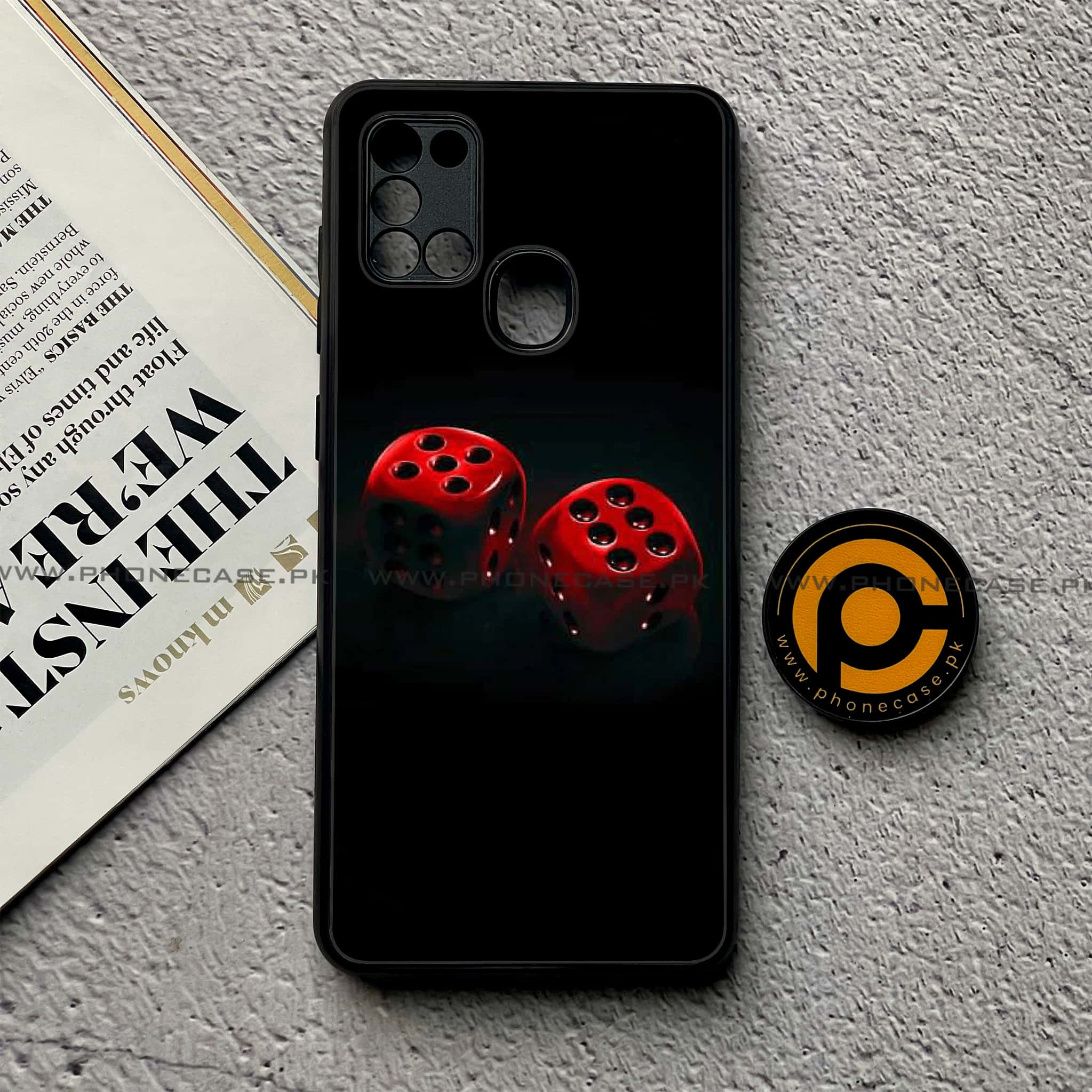 Samsung Galaxy A21s - Black Art Series - Premium Printed Glass soft Bumper shock Proof Case