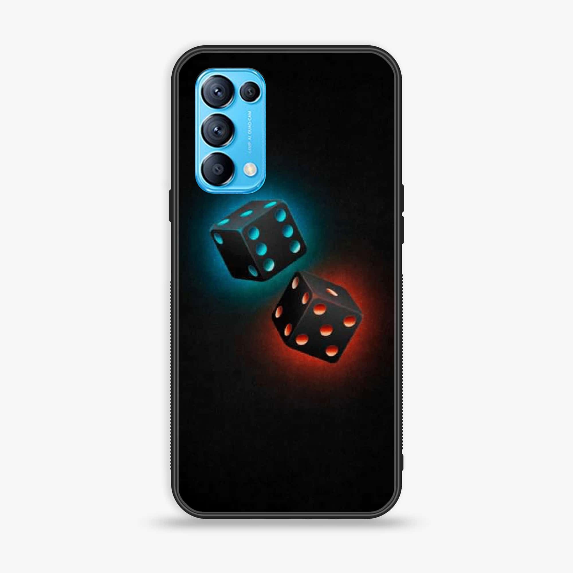 Oppo Reno 5 Black Art Series  Premium Printed Glass soft Bumper shock Proof Case