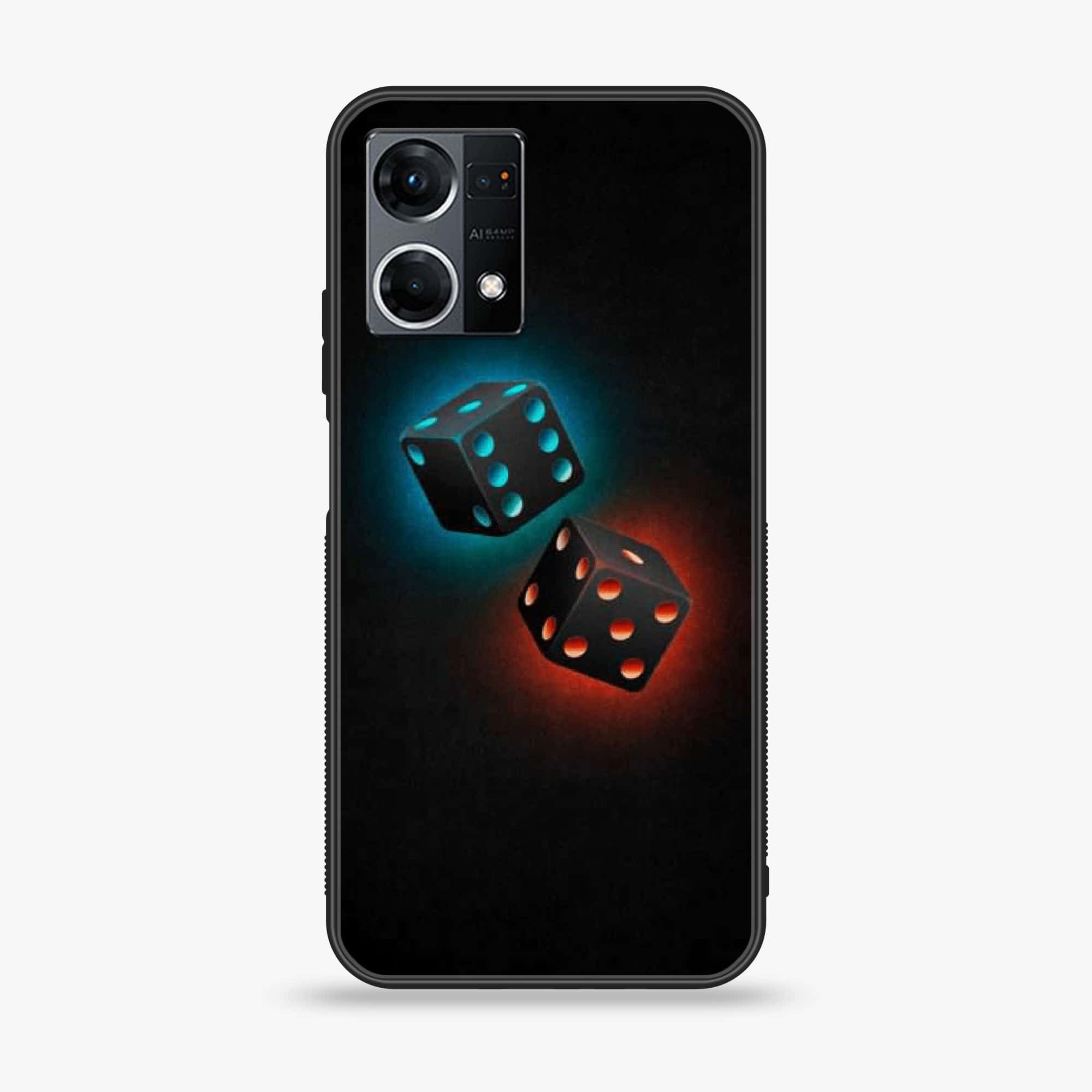 Oppo Reno 7 - Black Art Series - Premium Printed Glass soft Bumper shock Proof Case