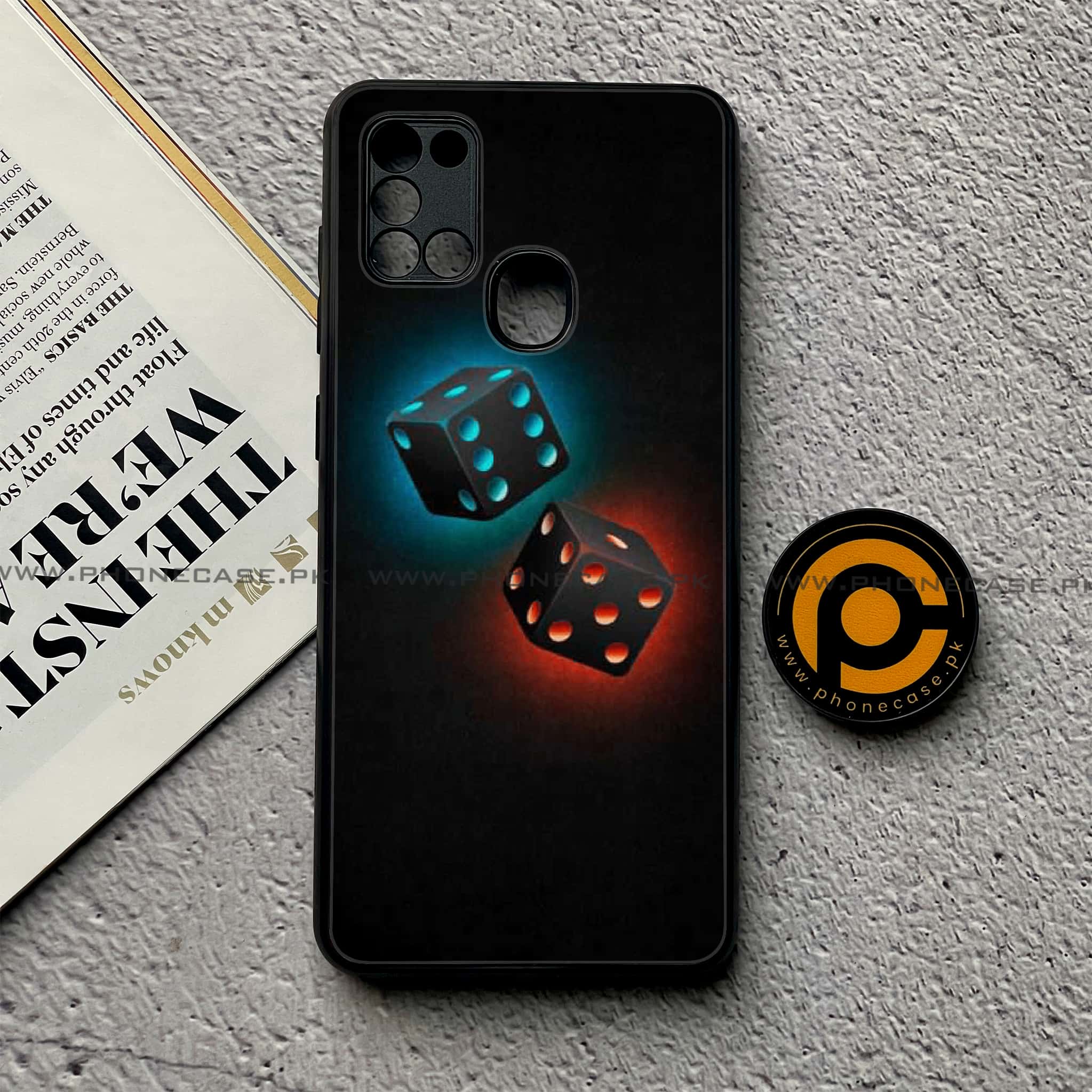 Samsung Galaxy A21s - Black Art Series - Premium Printed Glass soft Bumper shock Proof Case