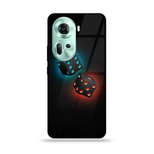 Oppo Reno 11 5G - Black Art Design 4 - Premium Printed Glass soft Bumper shock Proof Case CS-36911