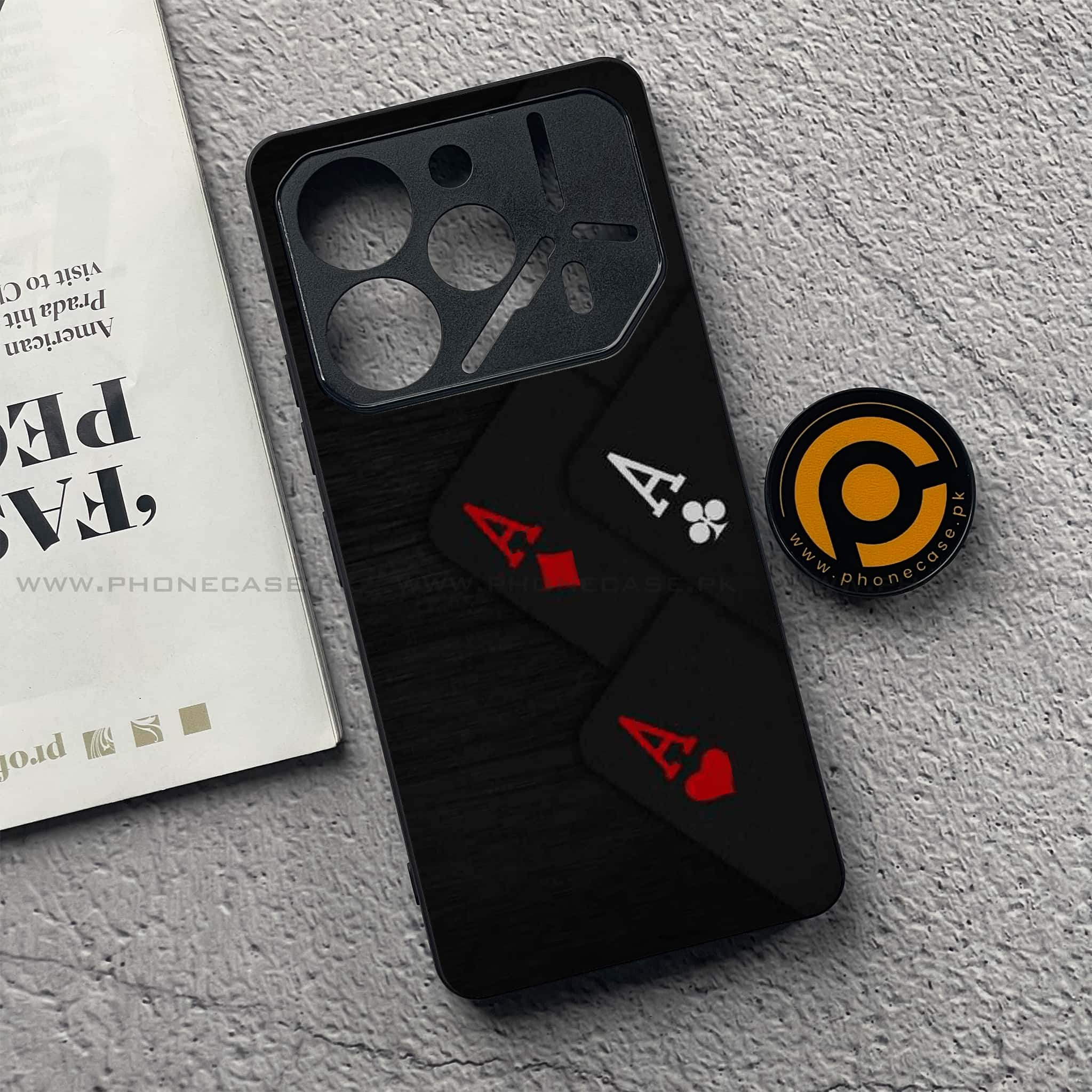 Tecno Pova 6 - Black Art Series - Premium Printed Glass soft Bumper shock Proof Case