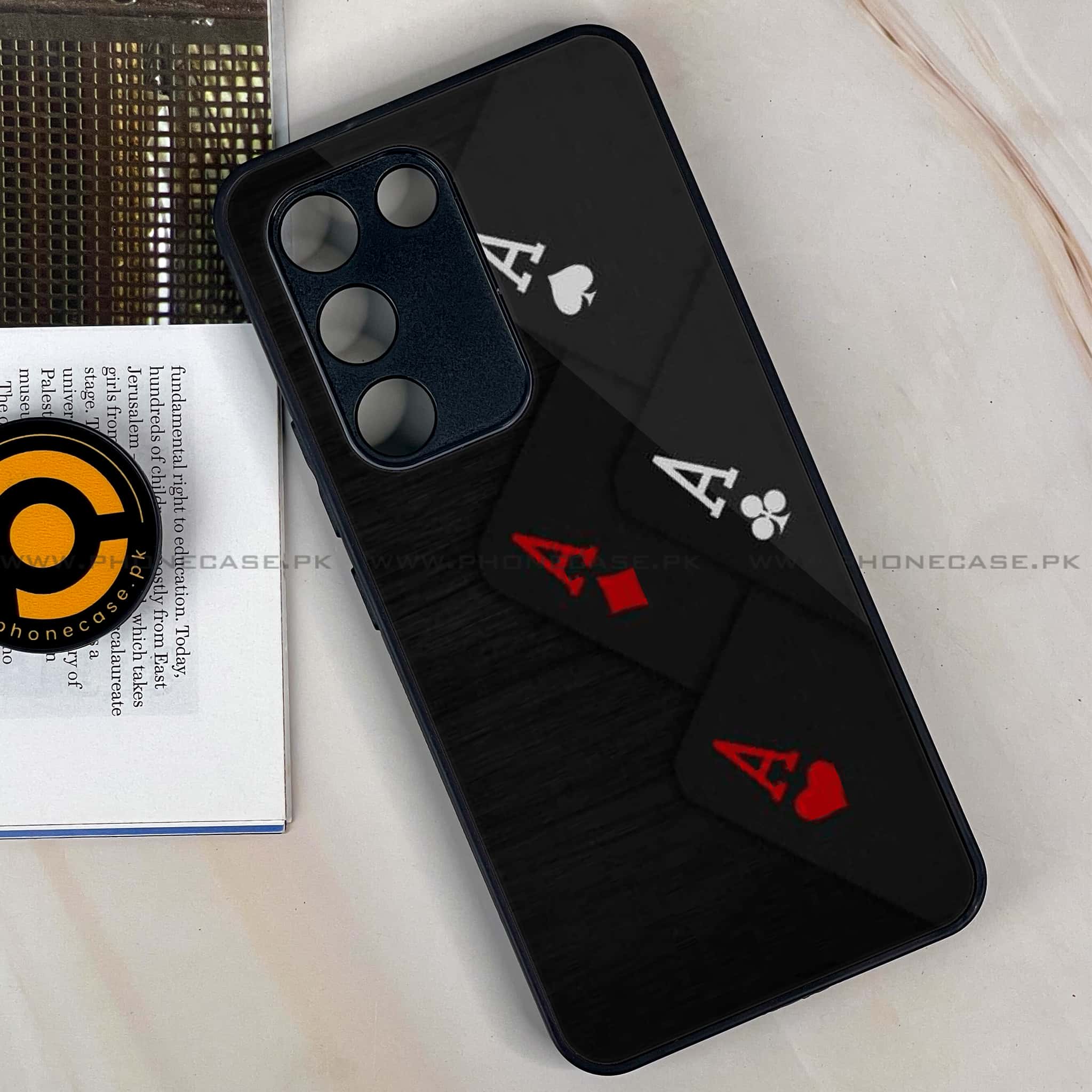 Vivo Y200e - Black Art Series - Premium Metal Printed soft Bumper shock Proof Case