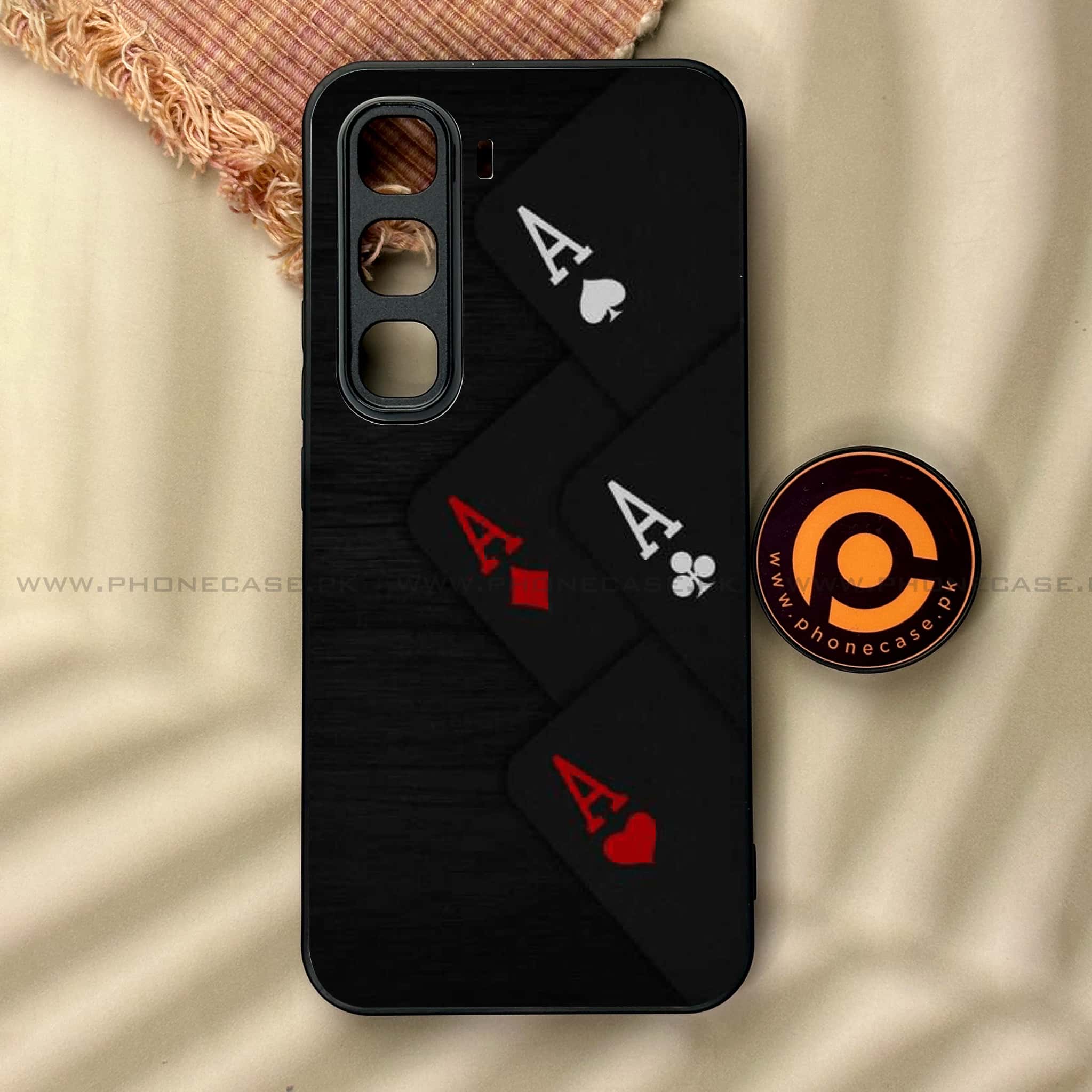 Infinix Hot 60 Pro - Black Art Series - Premium Metal Printed soft Bumper shock Proof Case